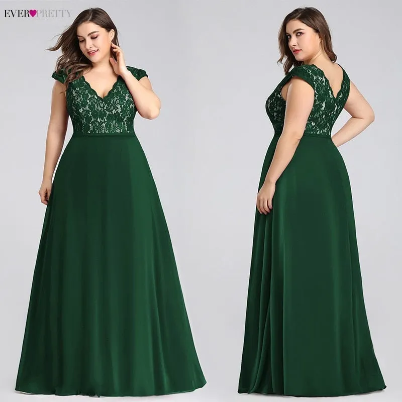 Plus Size Prom Dresses Long 2019 Ever Pretty EP07344 Elegant Burgundy A-line Sleeveless Lace Appliques V-neck Vestidos De Gala