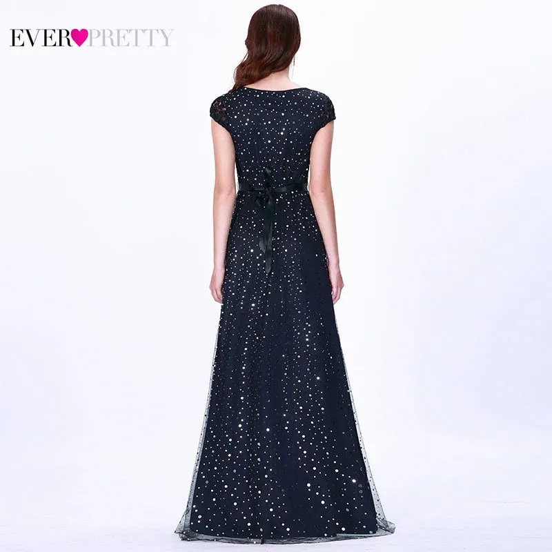 Prom Dresses Long 2019 Ever Pretty EZ07650 Women's Elegant Navy Blue Sleeveless Lace Appliques Embroidery Tulle Vestido Formatur