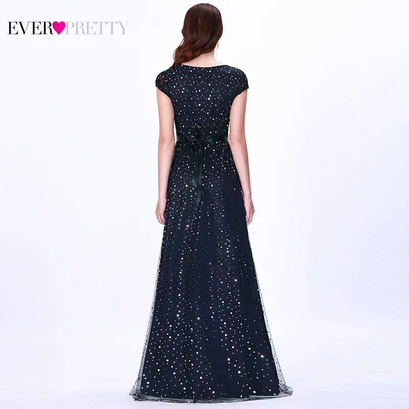 Prom Dresses Long 2019 Ever Pretty EZ07650 Women's Elegant Navy Blue Sleeveless Lace Appliques Embroidery Tulle Vestido Formatur