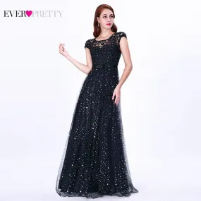 Prom Dresses Long 2019 Ever Pretty EZ07650 Women's Elegant Navy Blue Sleeveless Lace Appliques Embroidery Tulle Vestido Formatur
