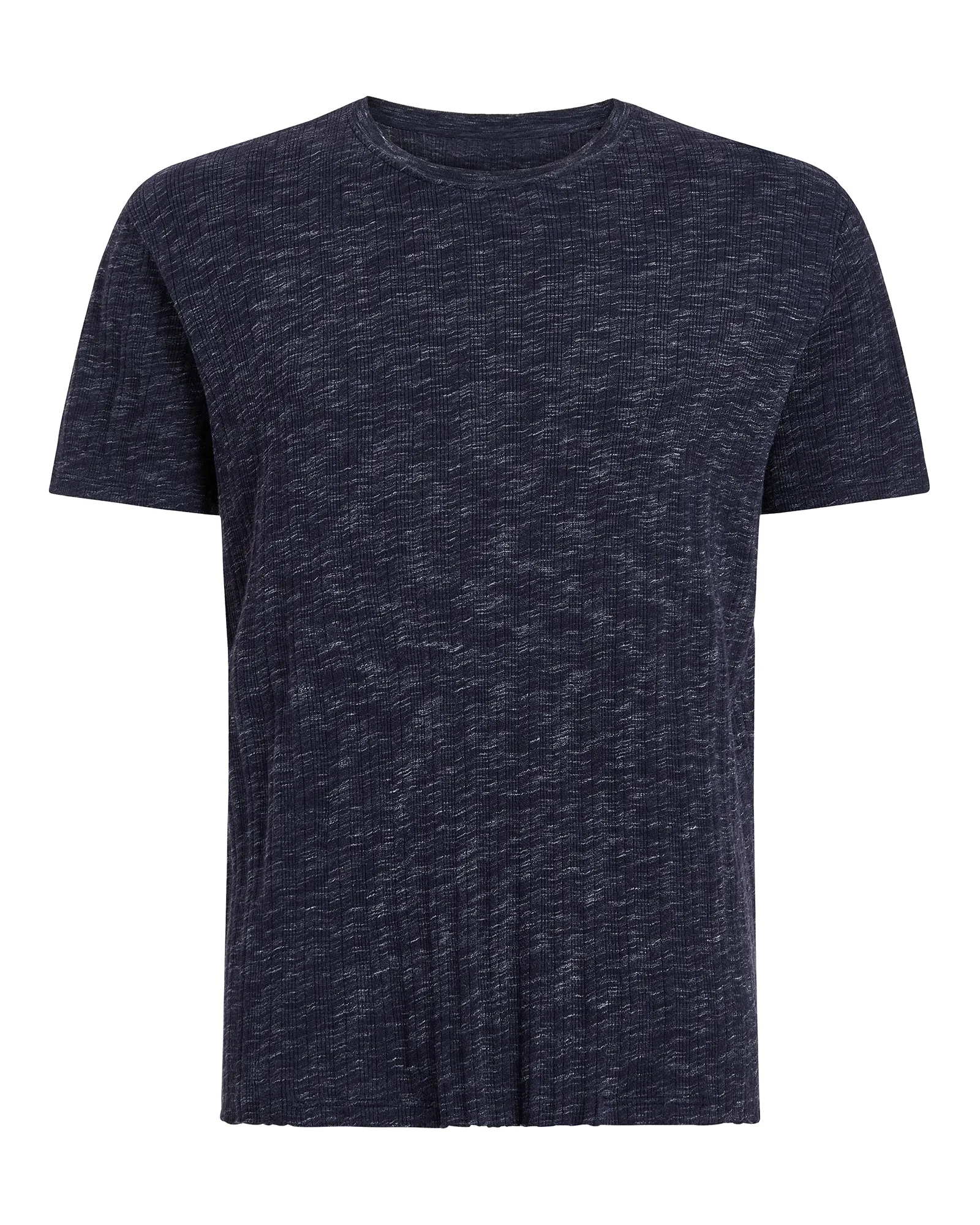 Rib Short Sleeve Destroyed Tee - Dark Navy