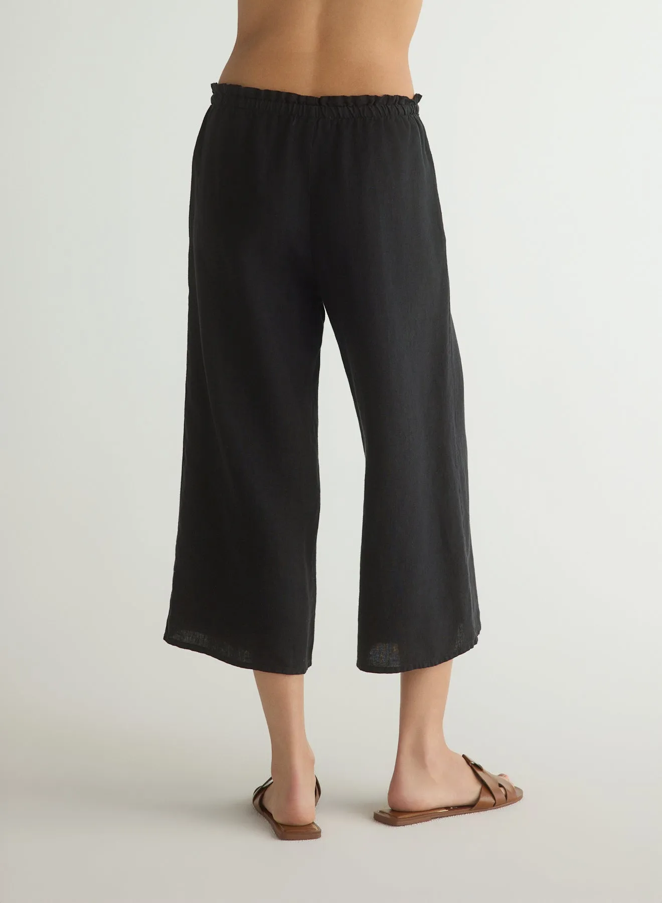 RUFFLE WAIST WIDE LEG CROP