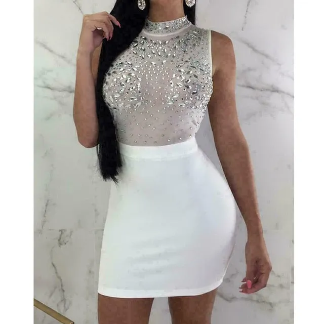 Sexy Women Ladies Bandage Bodycon Sleeveless Dress Evening Party Nightwear Club Summer Short Slim Mini Dress