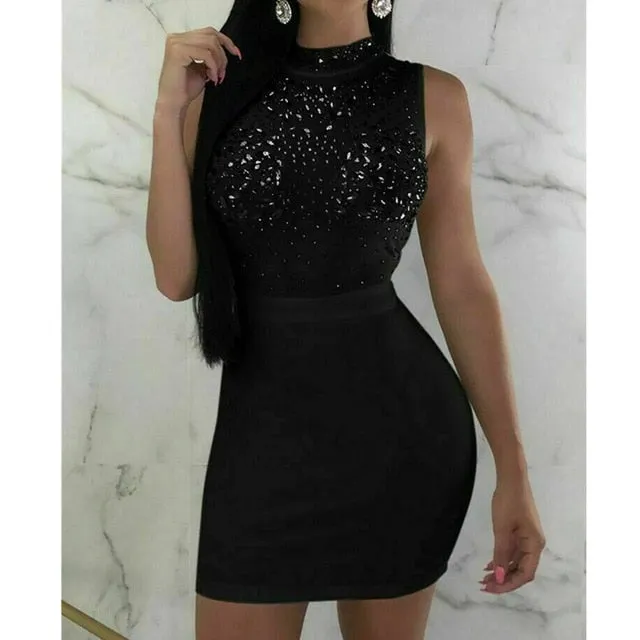 Sexy Women Ladies Bandage Bodycon Sleeveless Dress Evening Party Nightwear Club Summer Short Slim Mini Dress