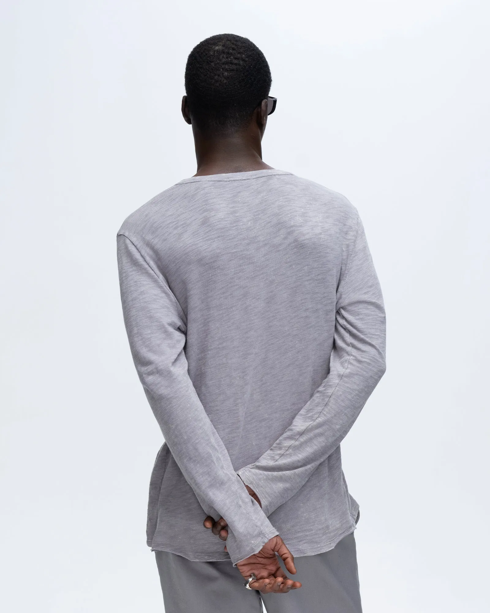 Slub Jersey Chroma Wash Long Sleeve Destroyed Wash Tee - Shark