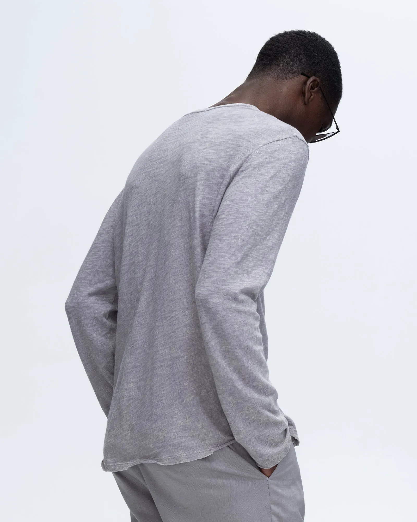 Slub Jersey Chroma Wash Long Sleeve Destroyed Wash Tee - Shark