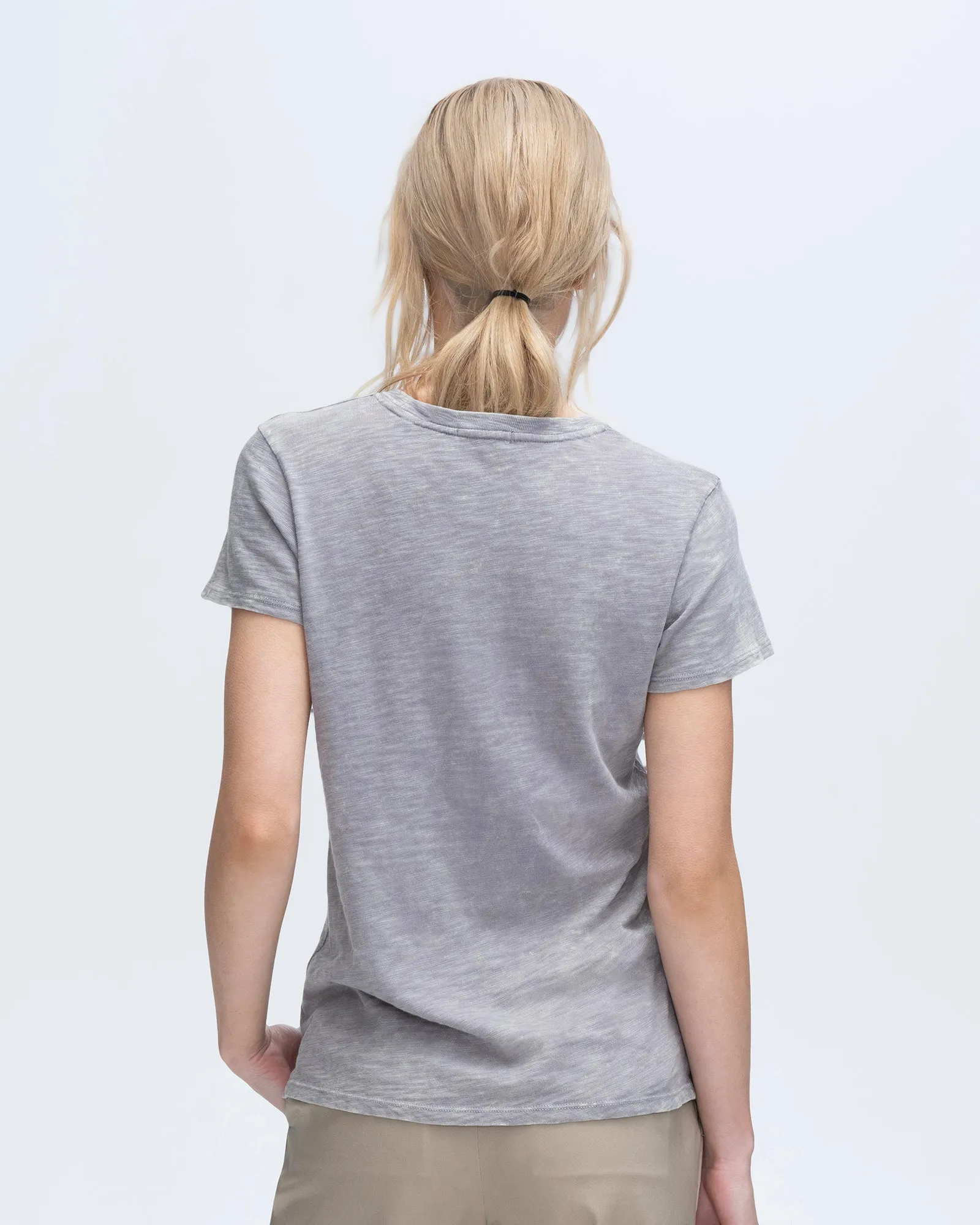 Slub Jersey Chroma Wash Schoolboy Short Sleeve Crew Neck Tee - Shark