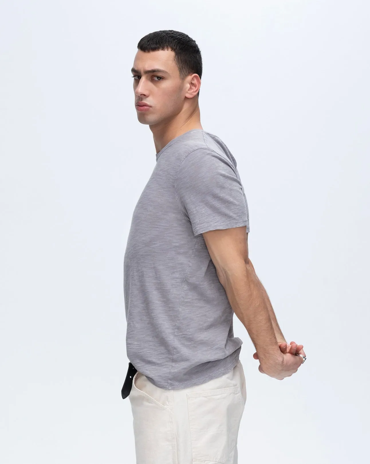 Slub Jersey Chroma Wash Short Sleeve Crew Neck Tee - Shark