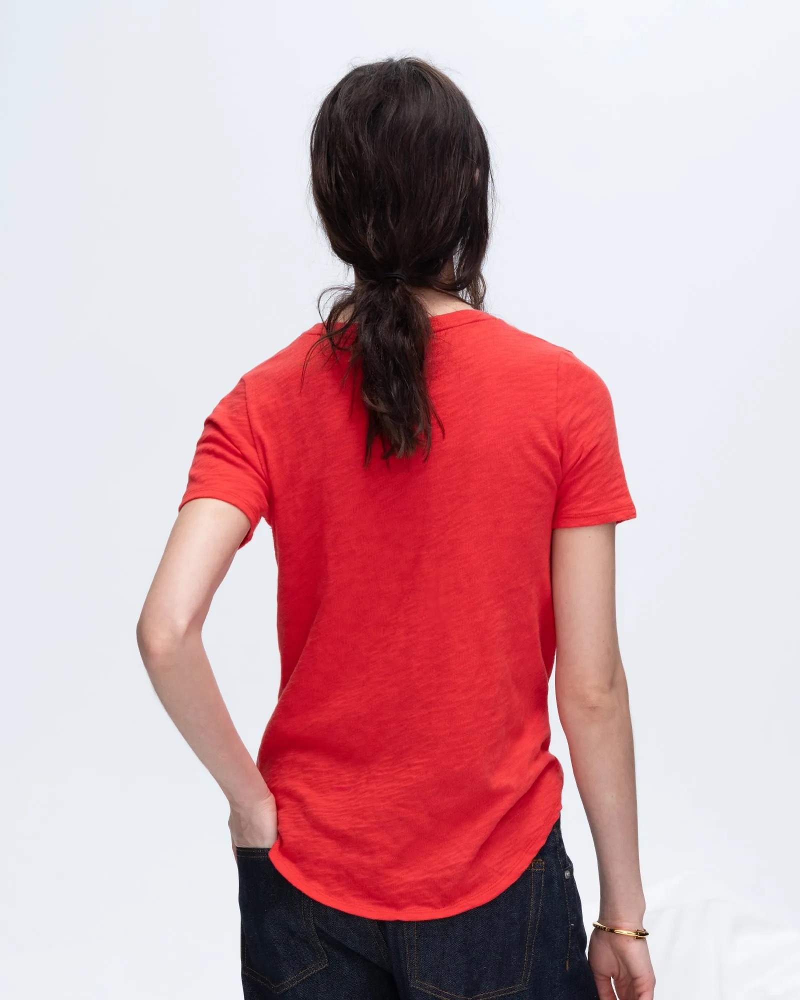 Slub Jersey Classic Short Sleeve V-Neck Tee - Cardinal Red