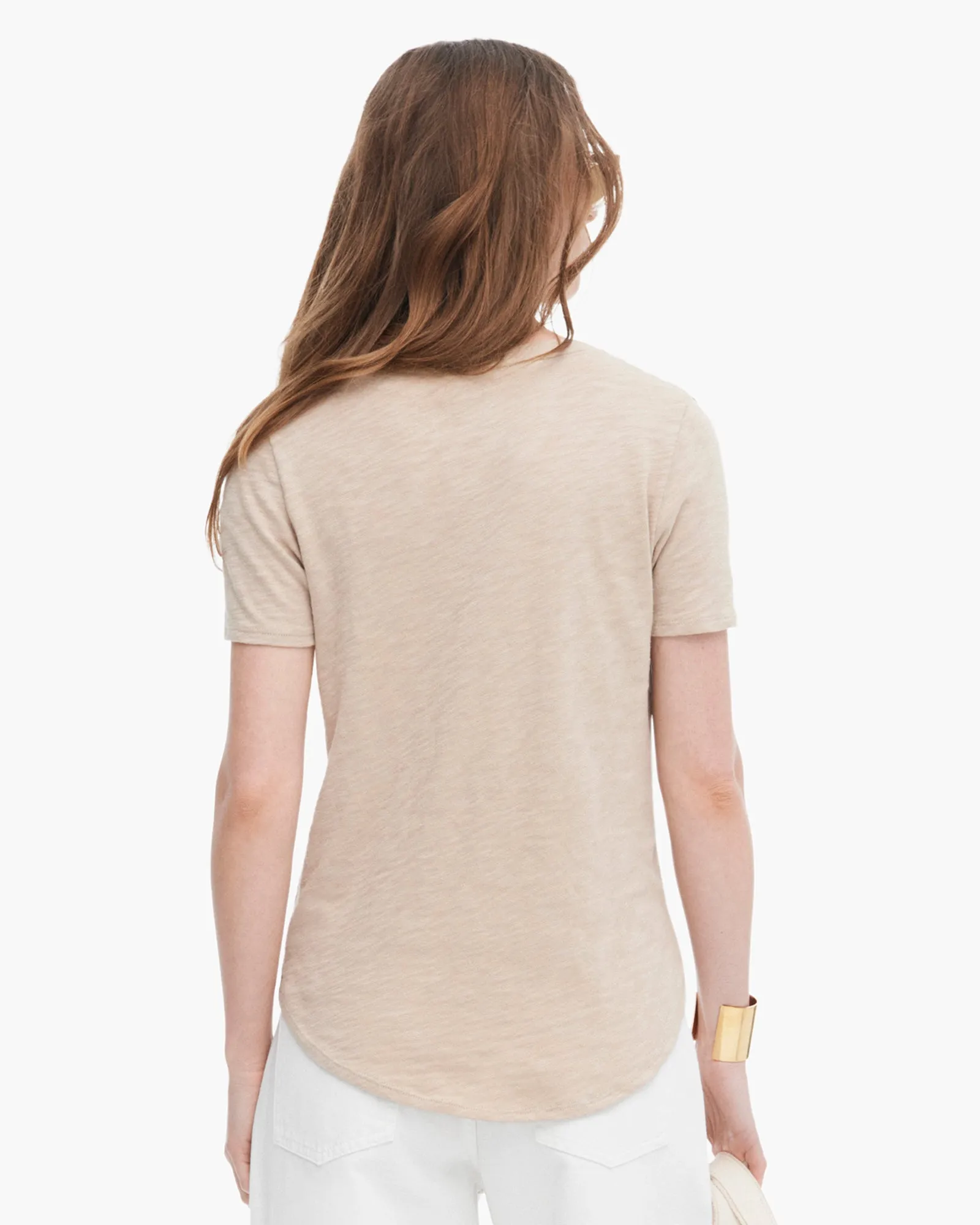 Slub Jersey Classic Short Sleeve V-Neck Tee - Dune