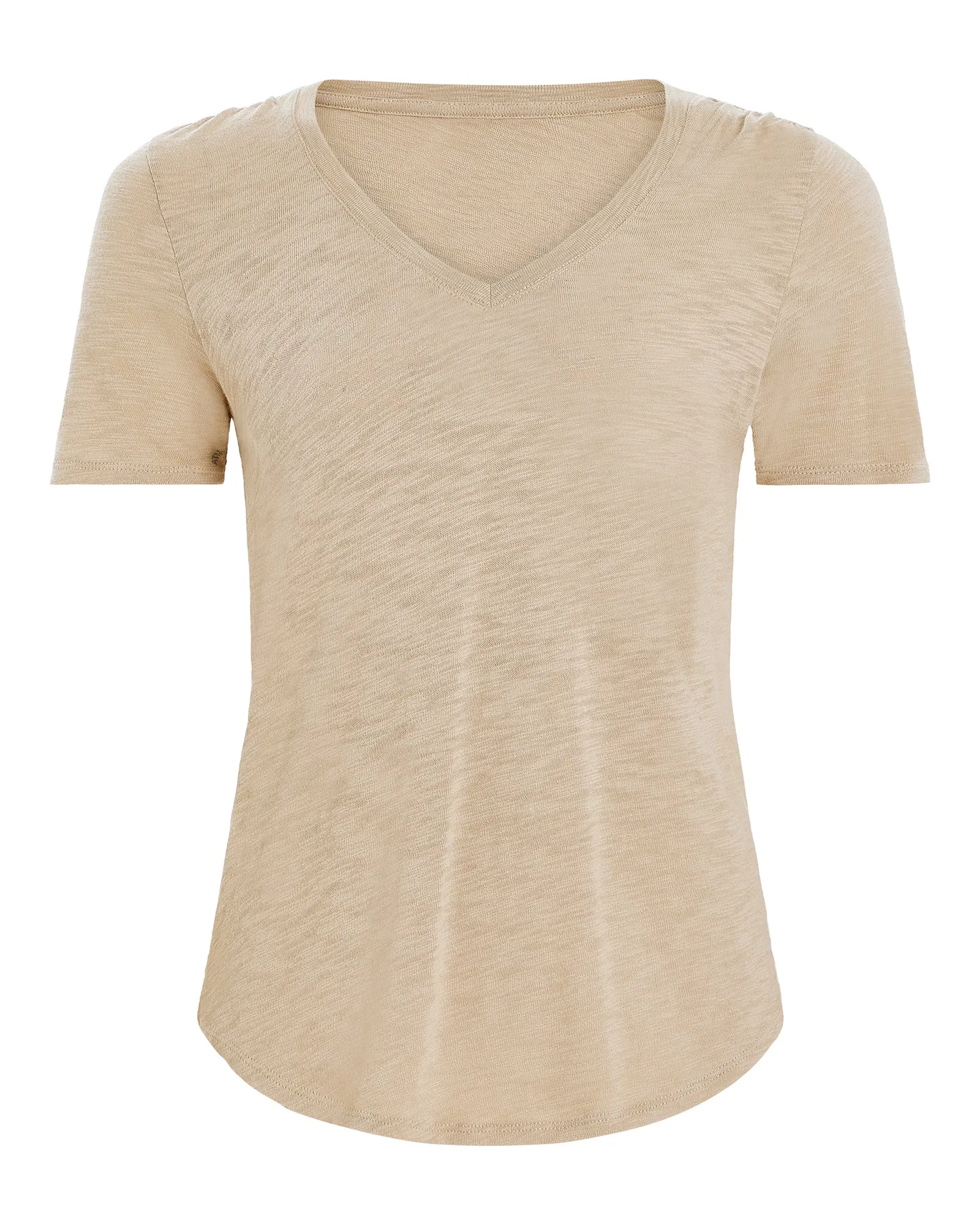 Slub Jersey Classic Short Sleeve V-Neck Tee - Dune