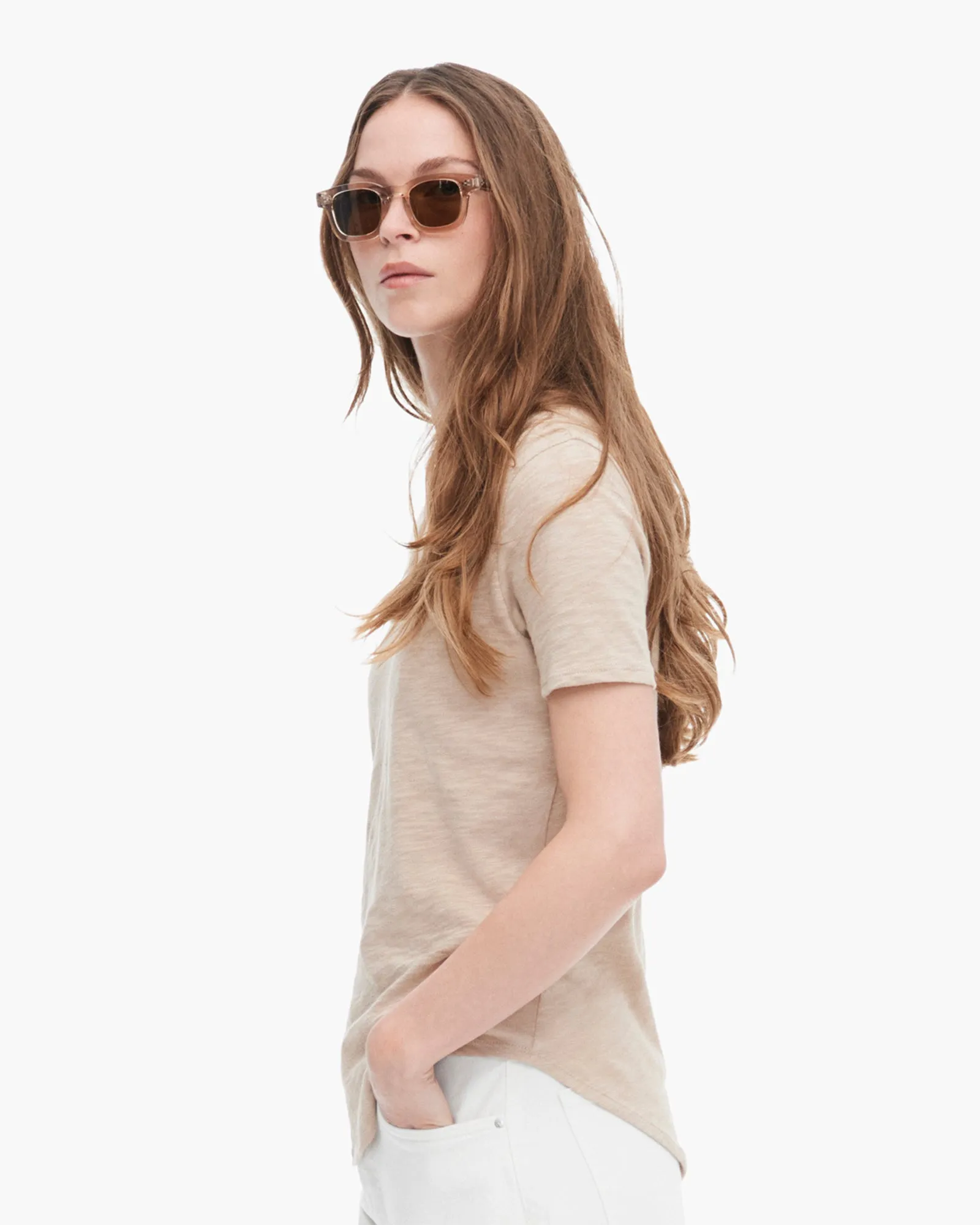 Slub Jersey Classic Short Sleeve V-Neck Tee - Dune