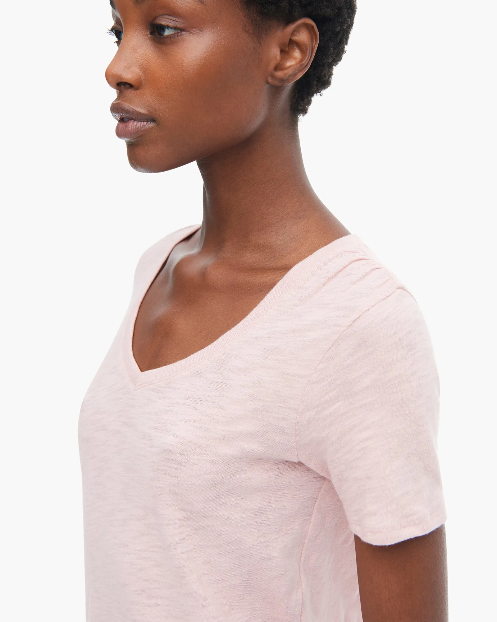 Slub Jersey Classic Short Sleeve V-Neck Tee - English Rose