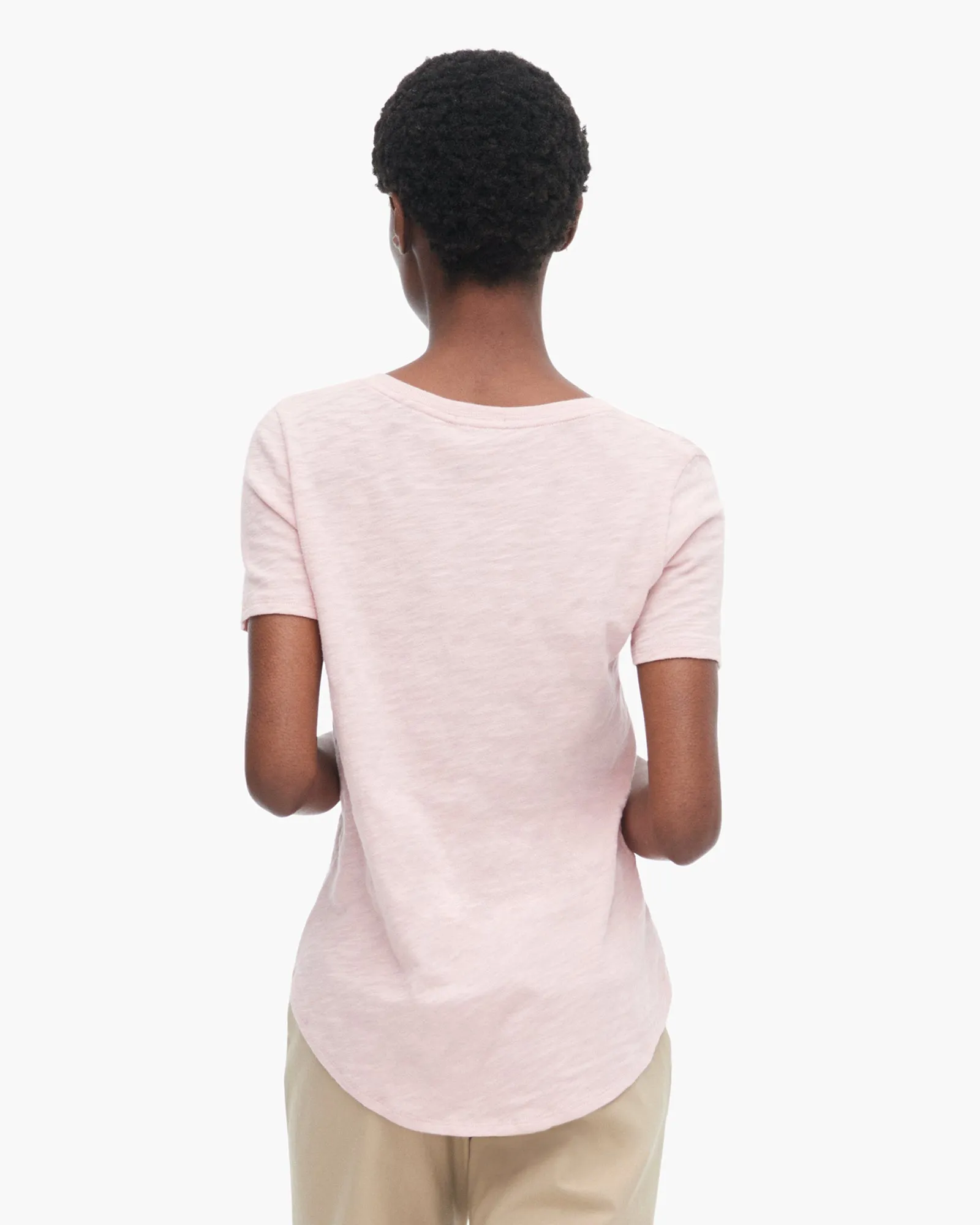 Slub Jersey Classic Short Sleeve V-Neck Tee - English Rose