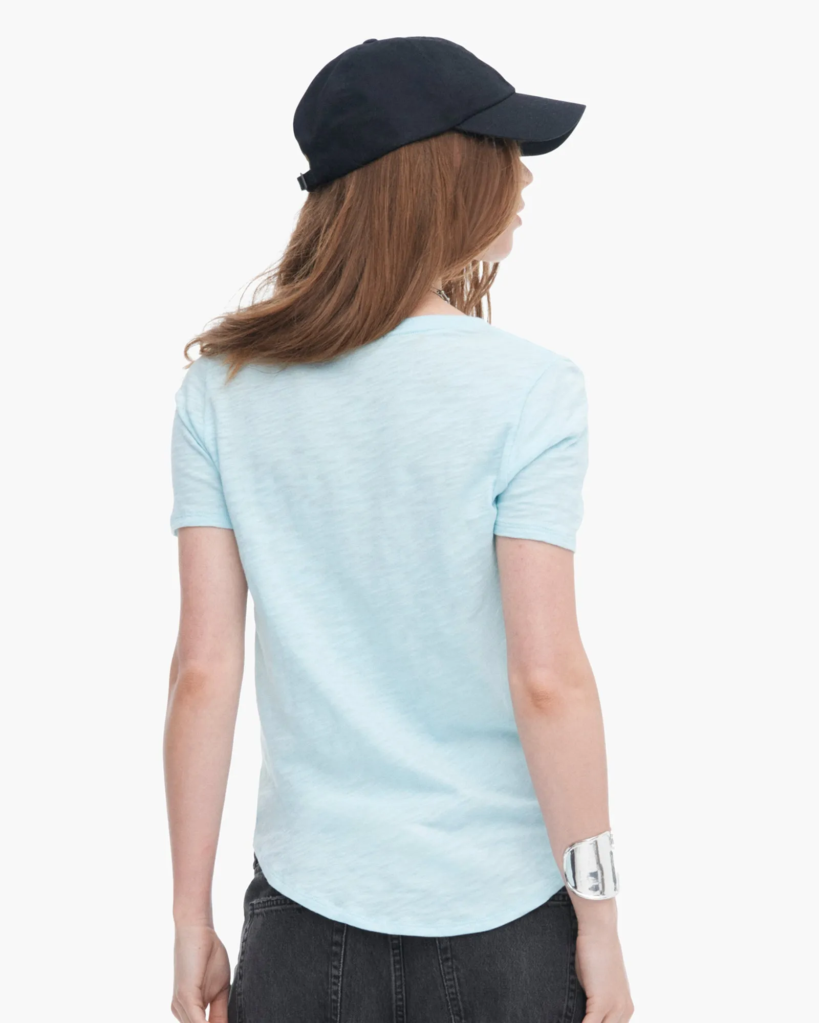 Slub Jersey Classic Short Sleeve V-Neck Tee - Ocean Blue