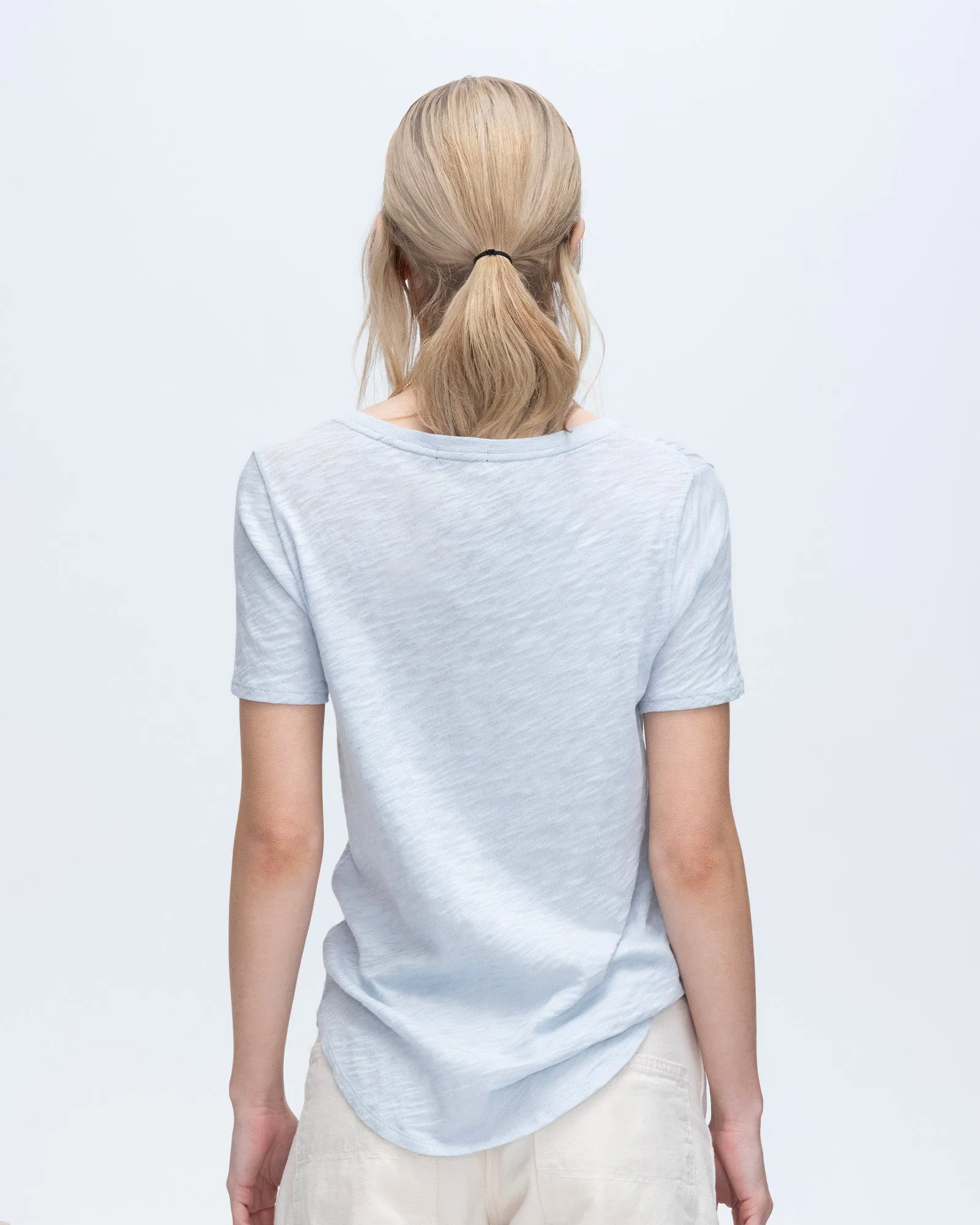 Slub Jersey Classic Short Sleeve V-Neck Tee - Powder Blue