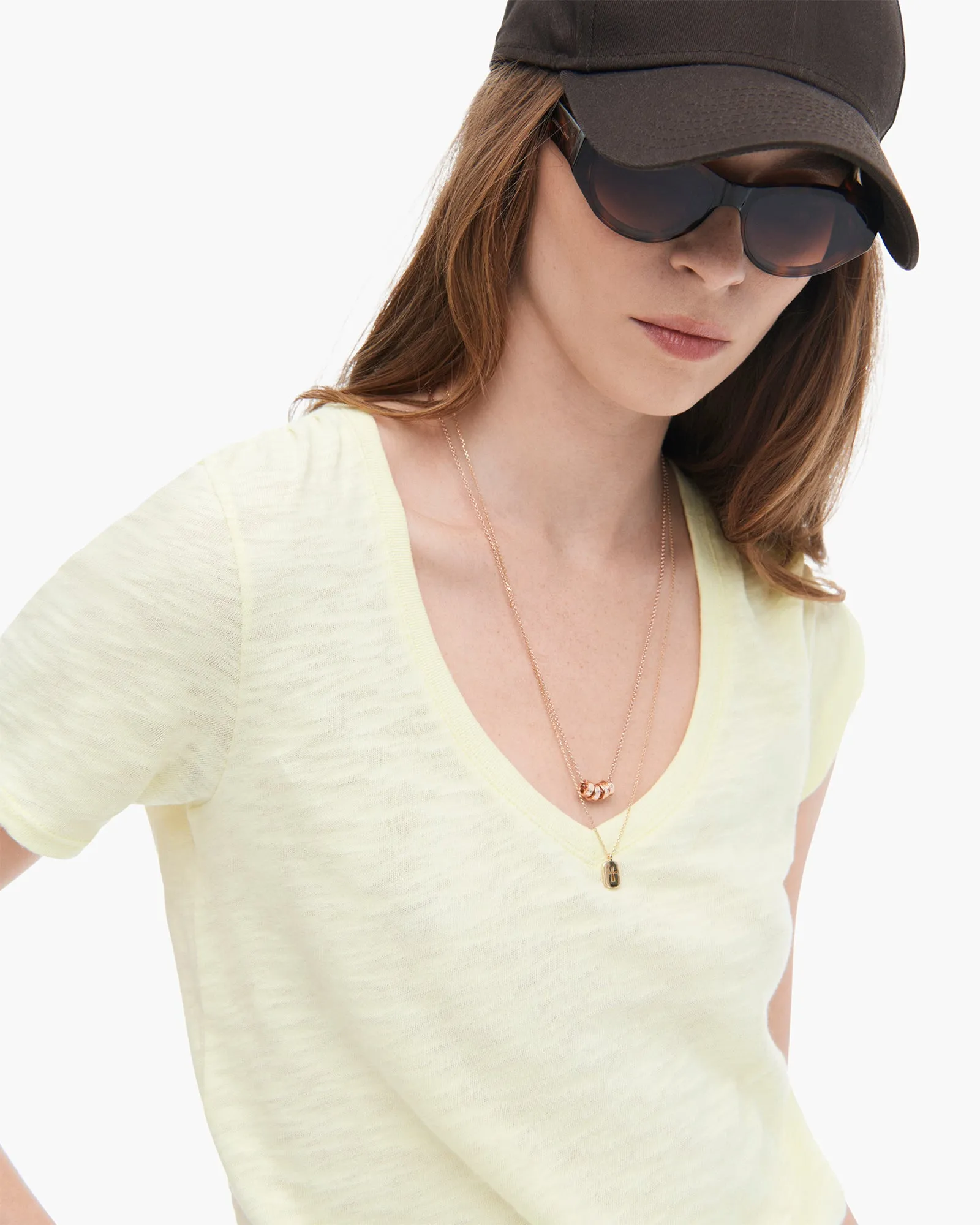 Slub Jersey Classic Short Sleeve V-Neck Tee - Tender Yellow