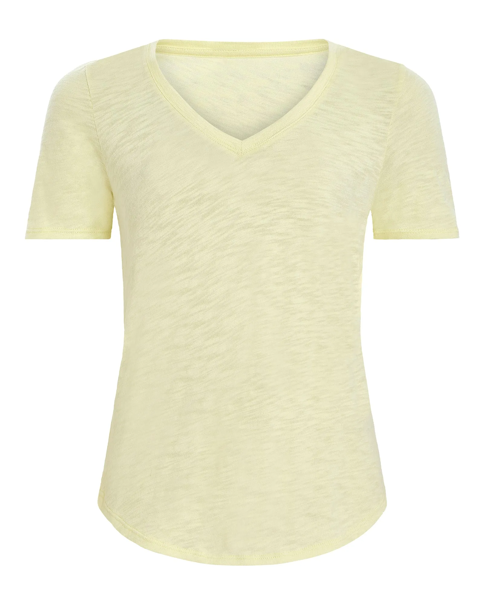 Slub Jersey Classic Short Sleeve V-Neck Tee - Tender Yellow