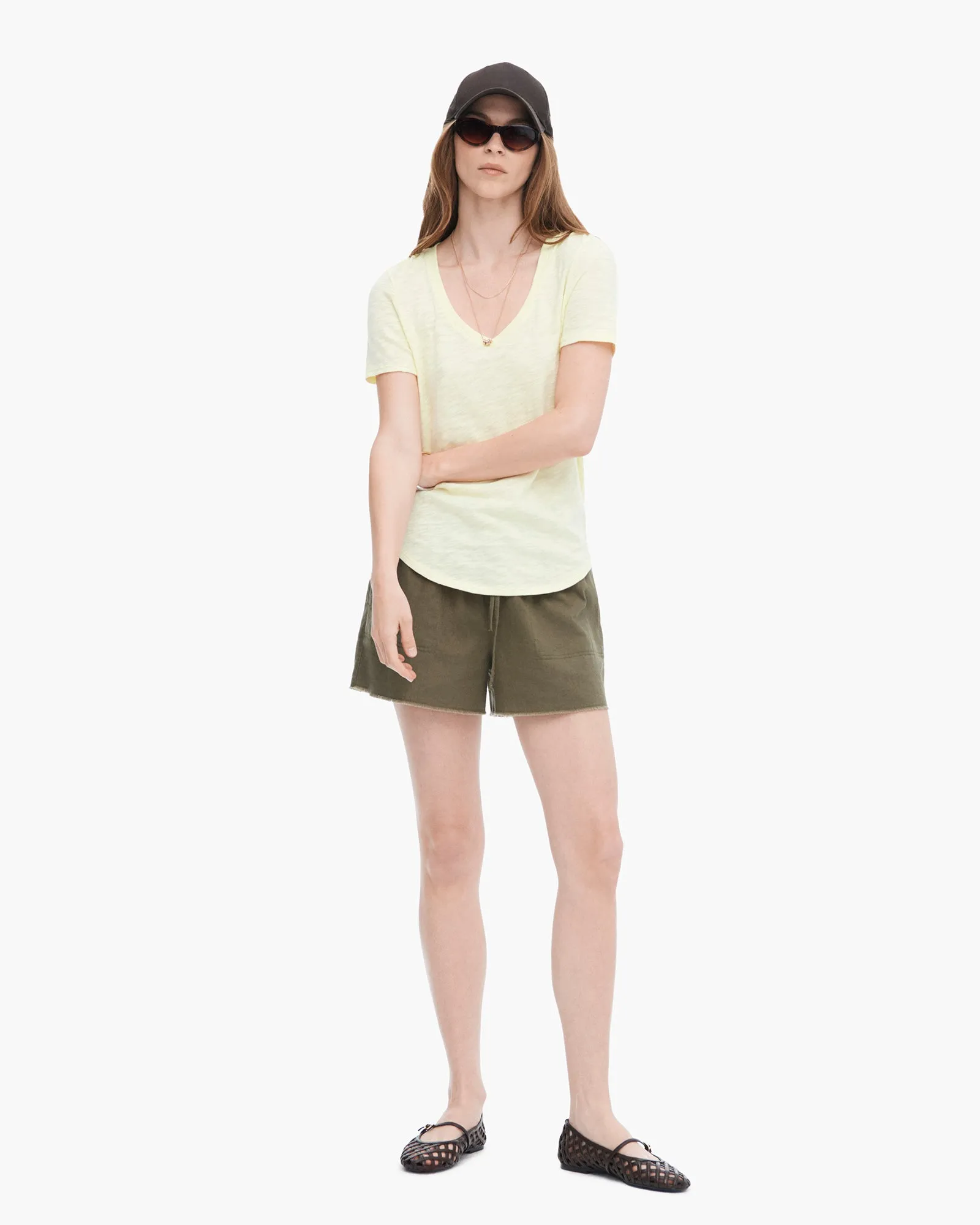 Slub Jersey Classic Short Sleeve V-Neck Tee - Tender Yellow