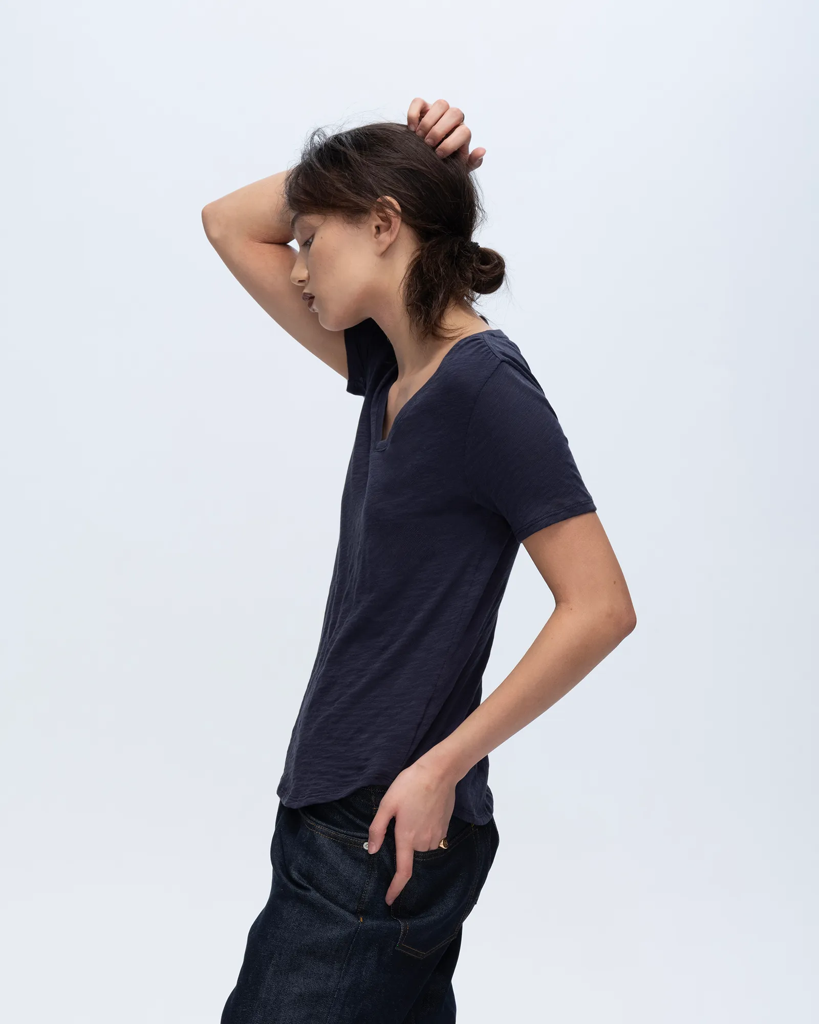 Slub Jersey Classic V-Neck Tee - Midnight