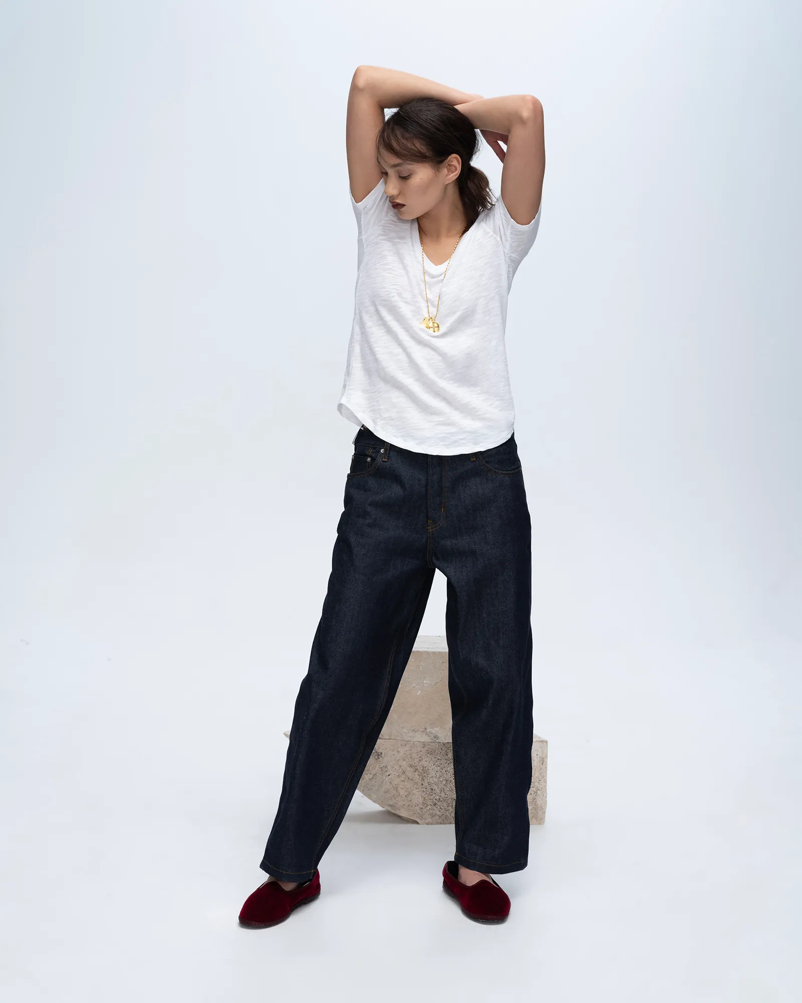 Slub Jersey Classic V-Neck Tee - White