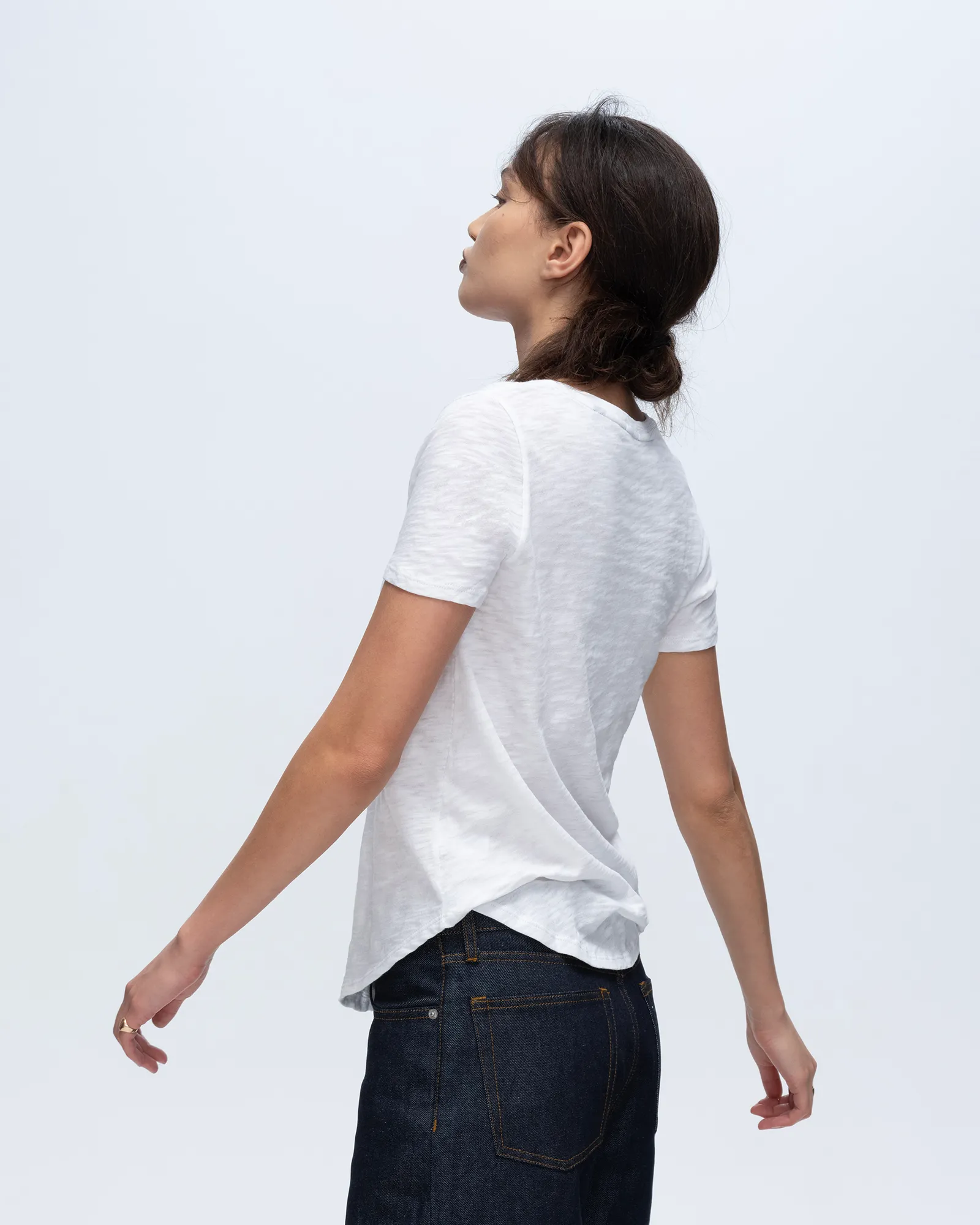 Slub Jersey Classic V-Neck Tee - White