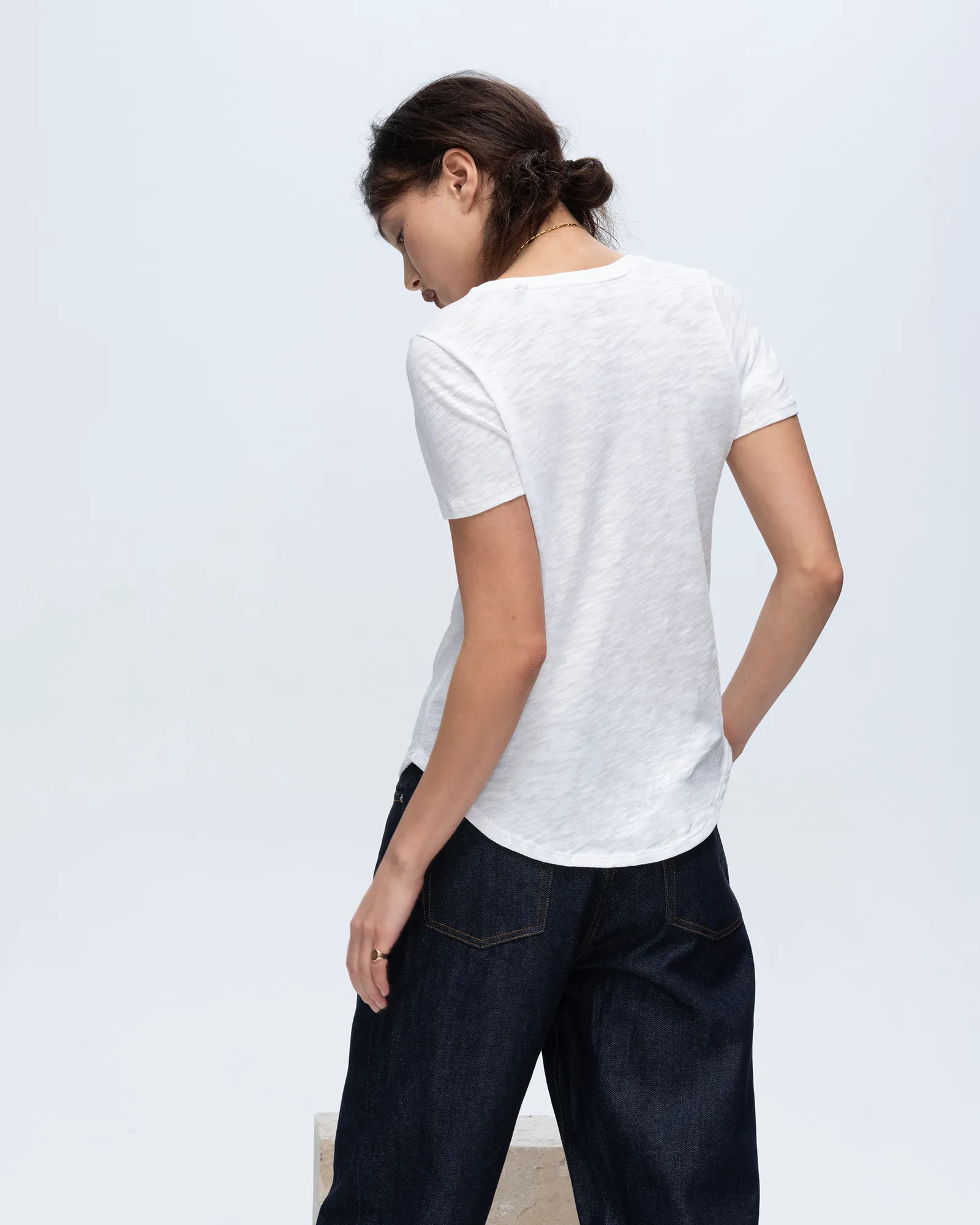 Slub Jersey Classic V-Neck Tee - White