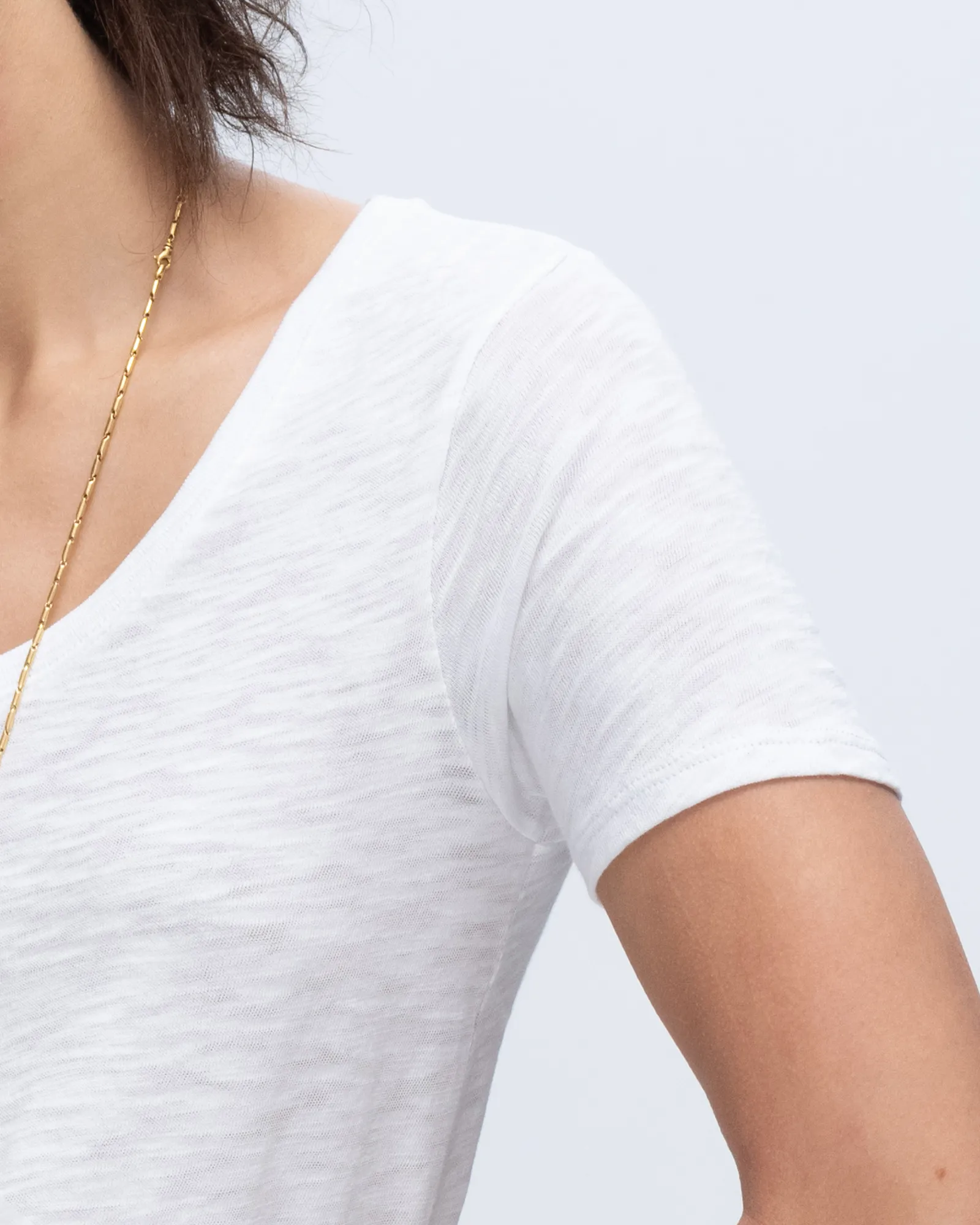 Slub Jersey Classic V-Neck Tee - White