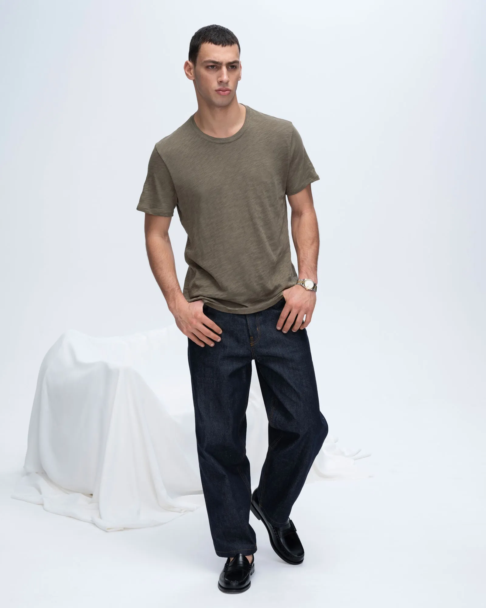 Slub Jersey Crew Neck Tee - Army