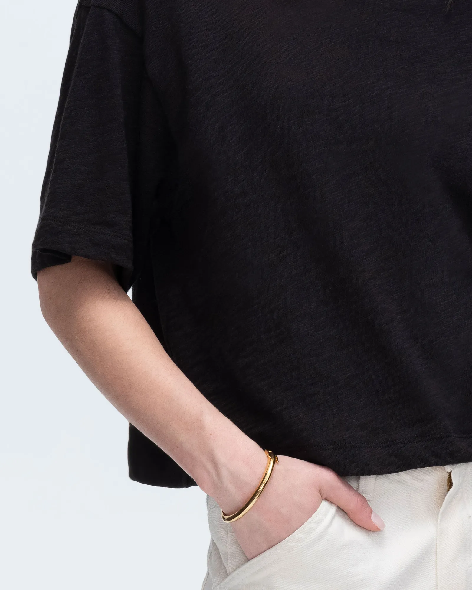 Slub Jersey Crew Neck Tee - Black