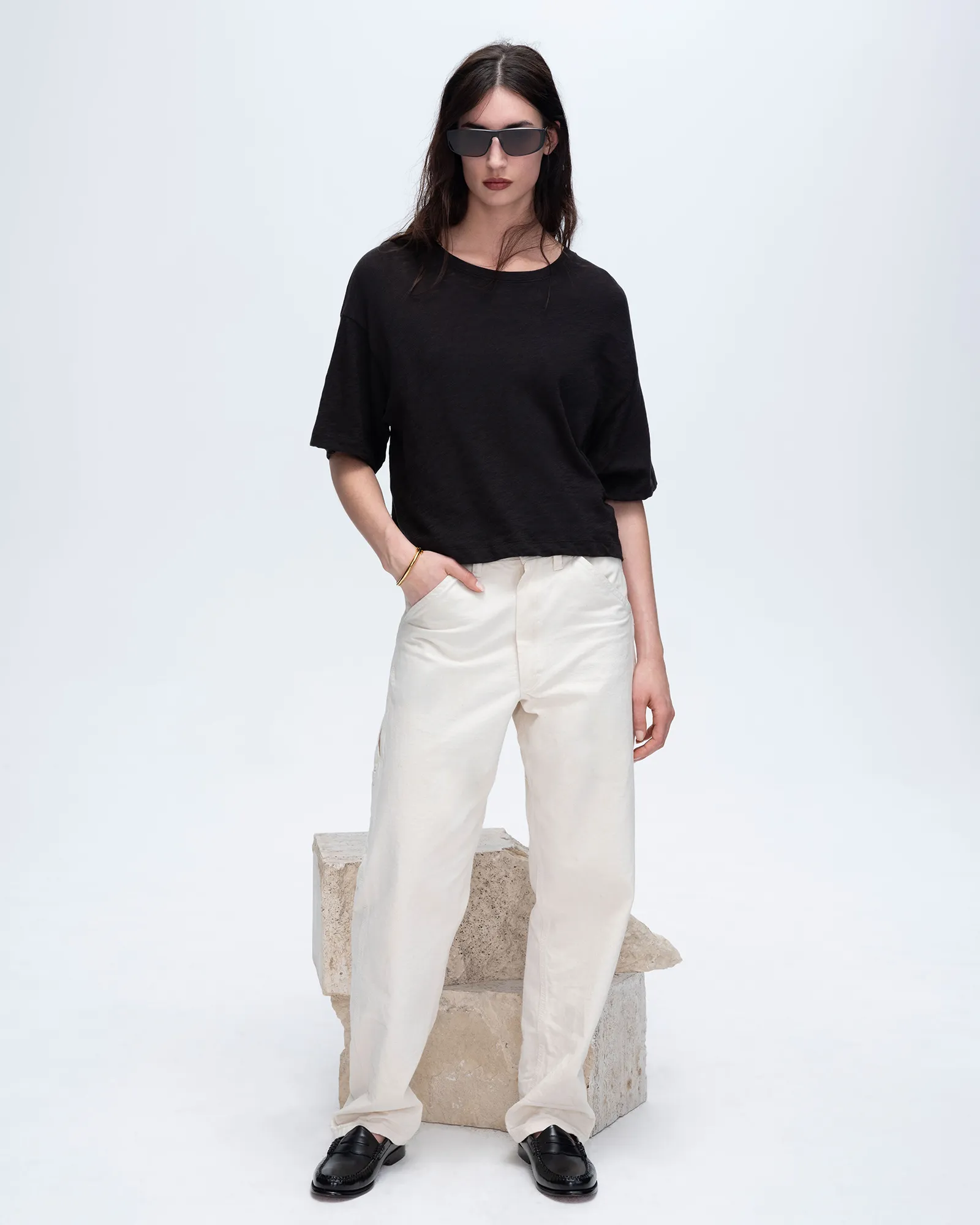 Slub Jersey Crew Neck Tee - Black