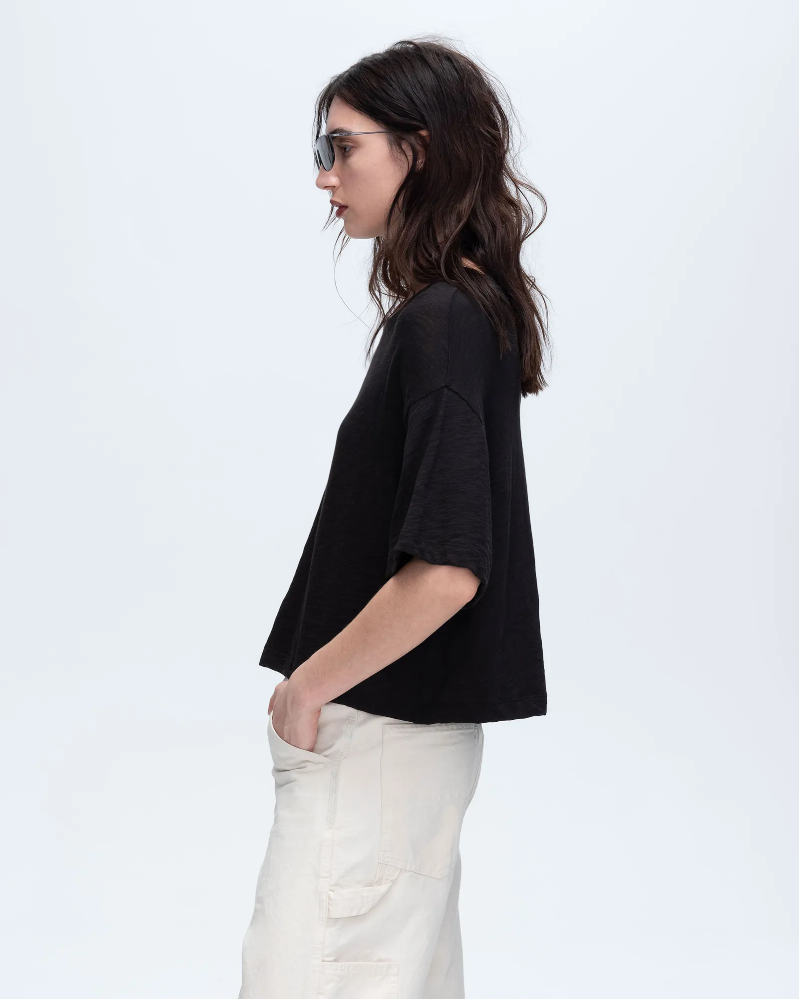 Slub Jersey Crew Neck Tee - Black