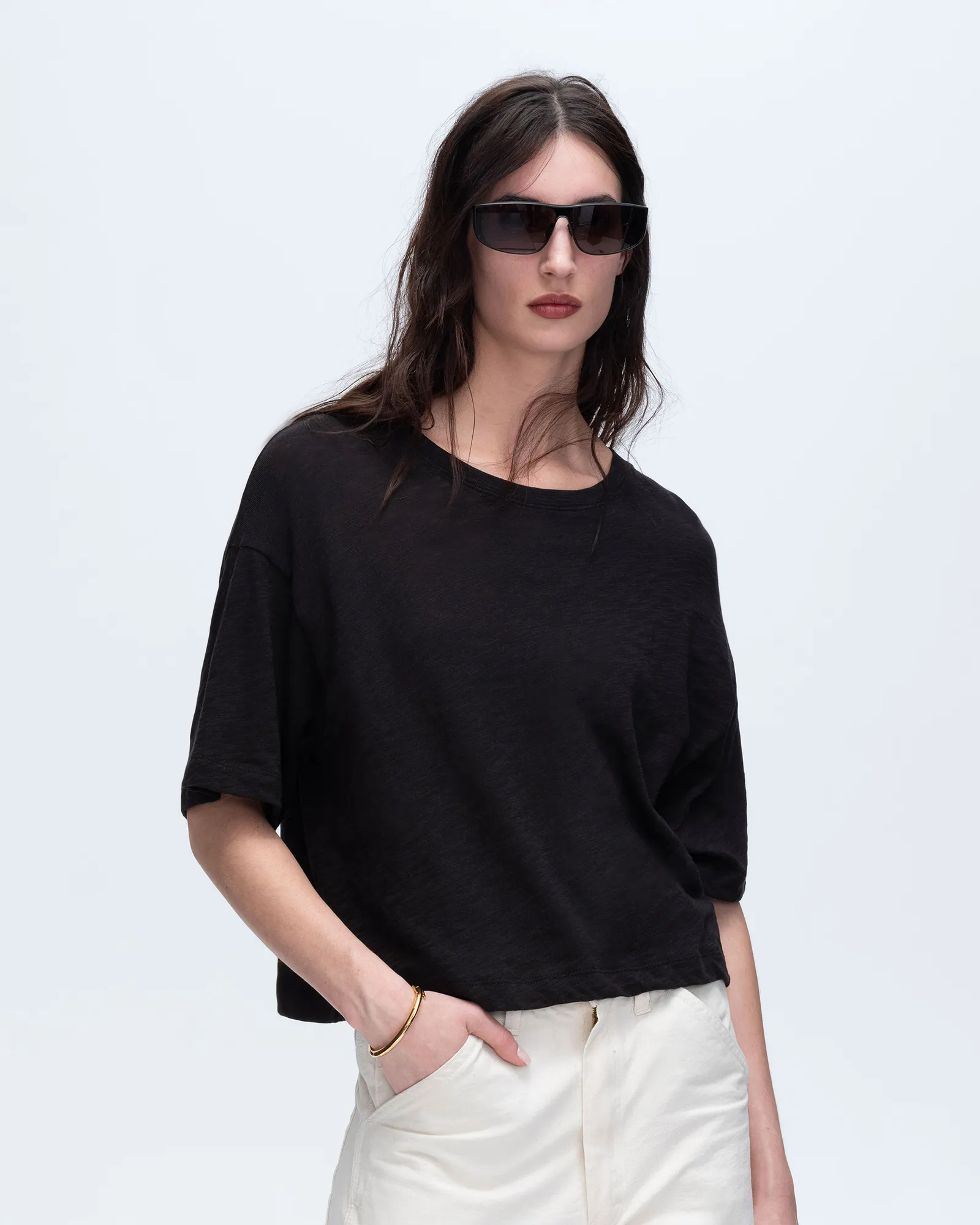 Slub Jersey Crew Neck Tee - Black