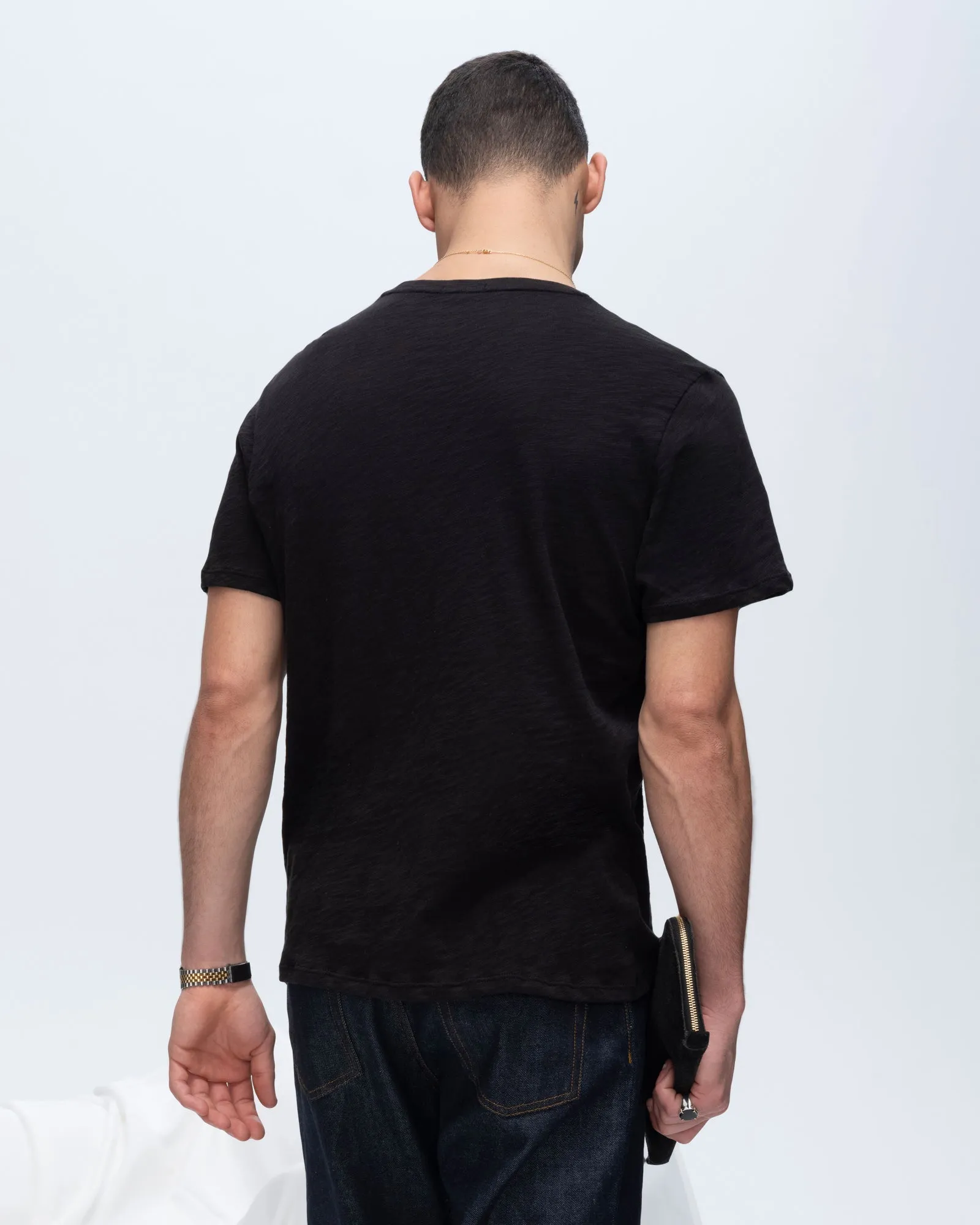 Slub Jersey Crew Neck Tee - Black