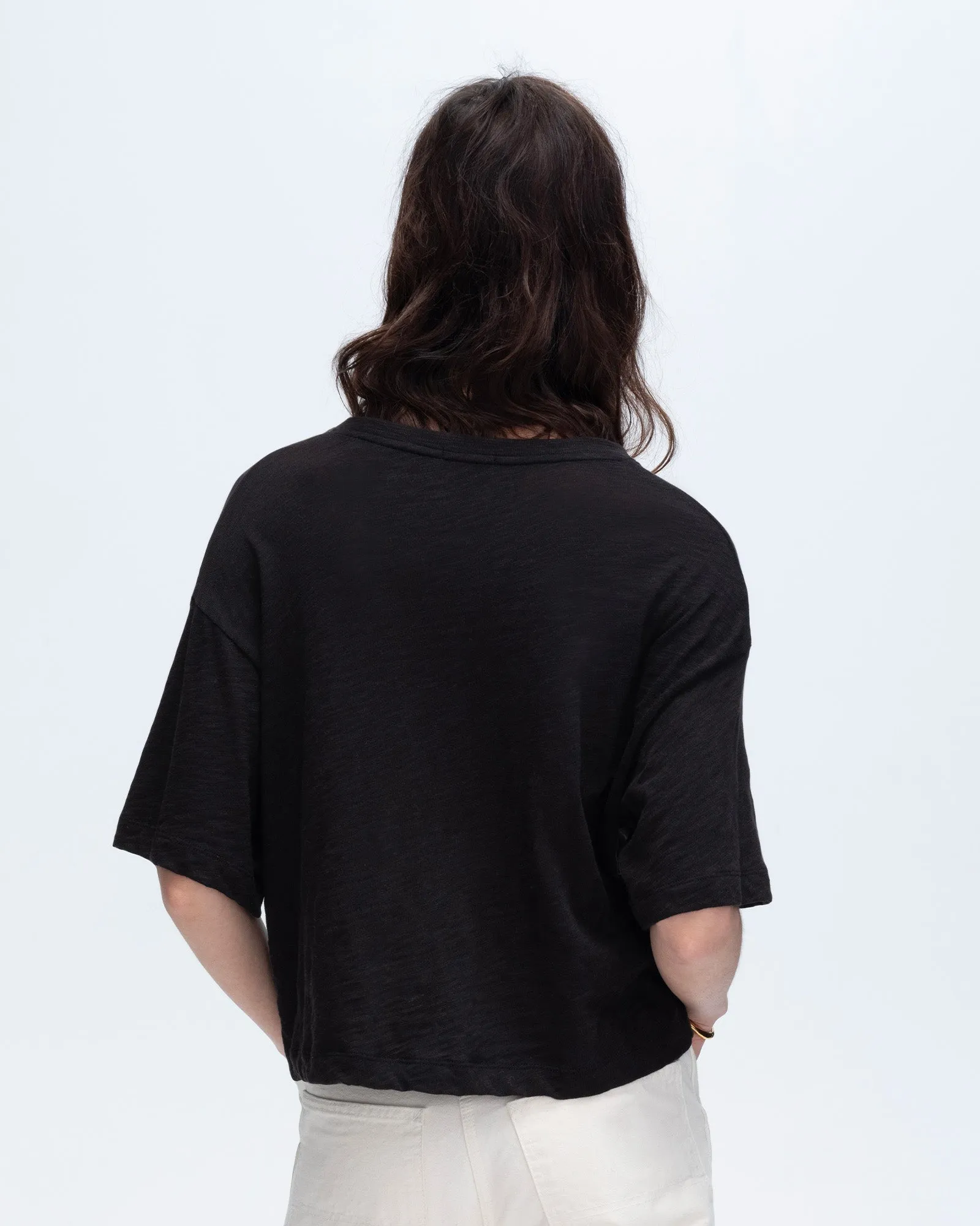 Slub Jersey Crew Neck Tee - Black