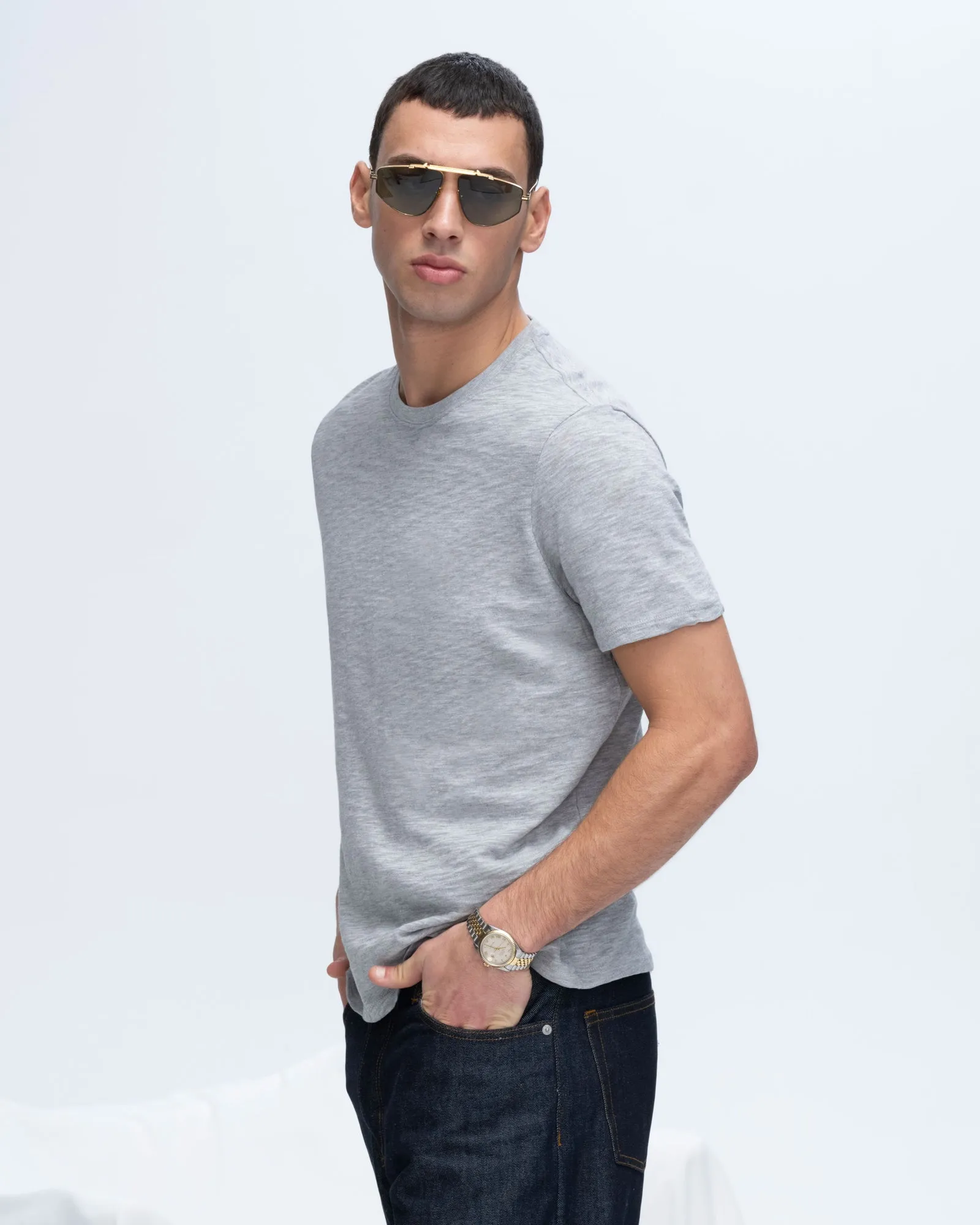 Slub Jersey Crew Neck Tee - Heather Grey