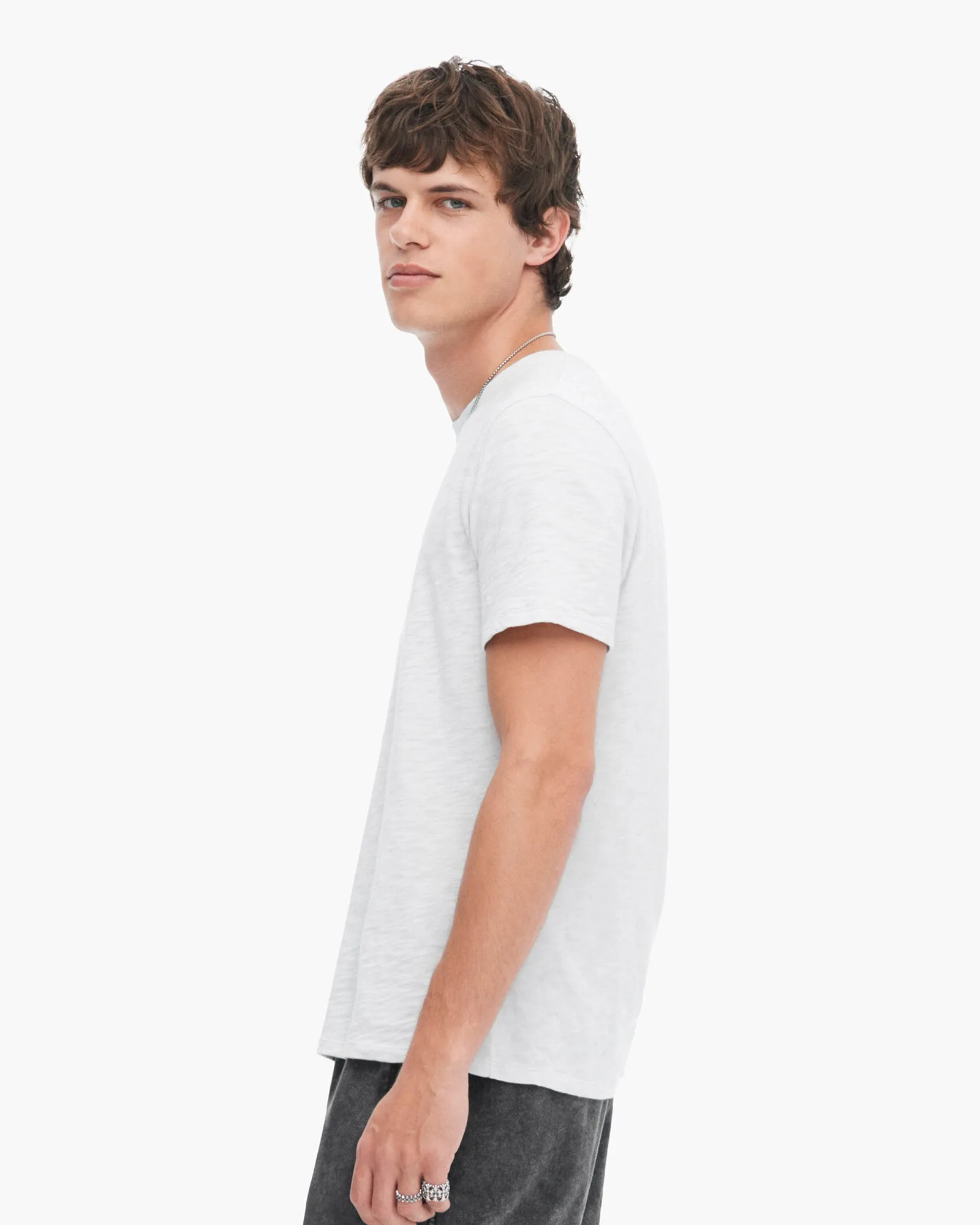 Slub Jersey Crew Neck Tee - Silver
