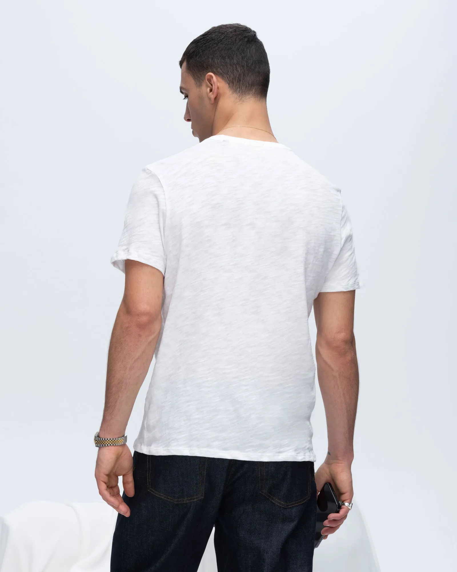 Slub Jersey Crew Neck Tee - White