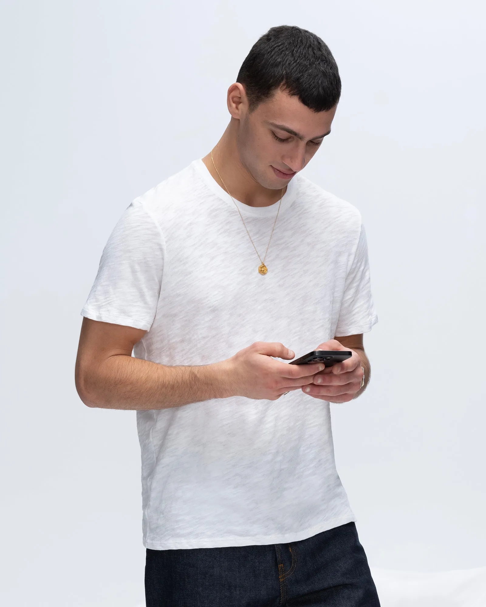 Slub Jersey Crew Neck Tee - White
