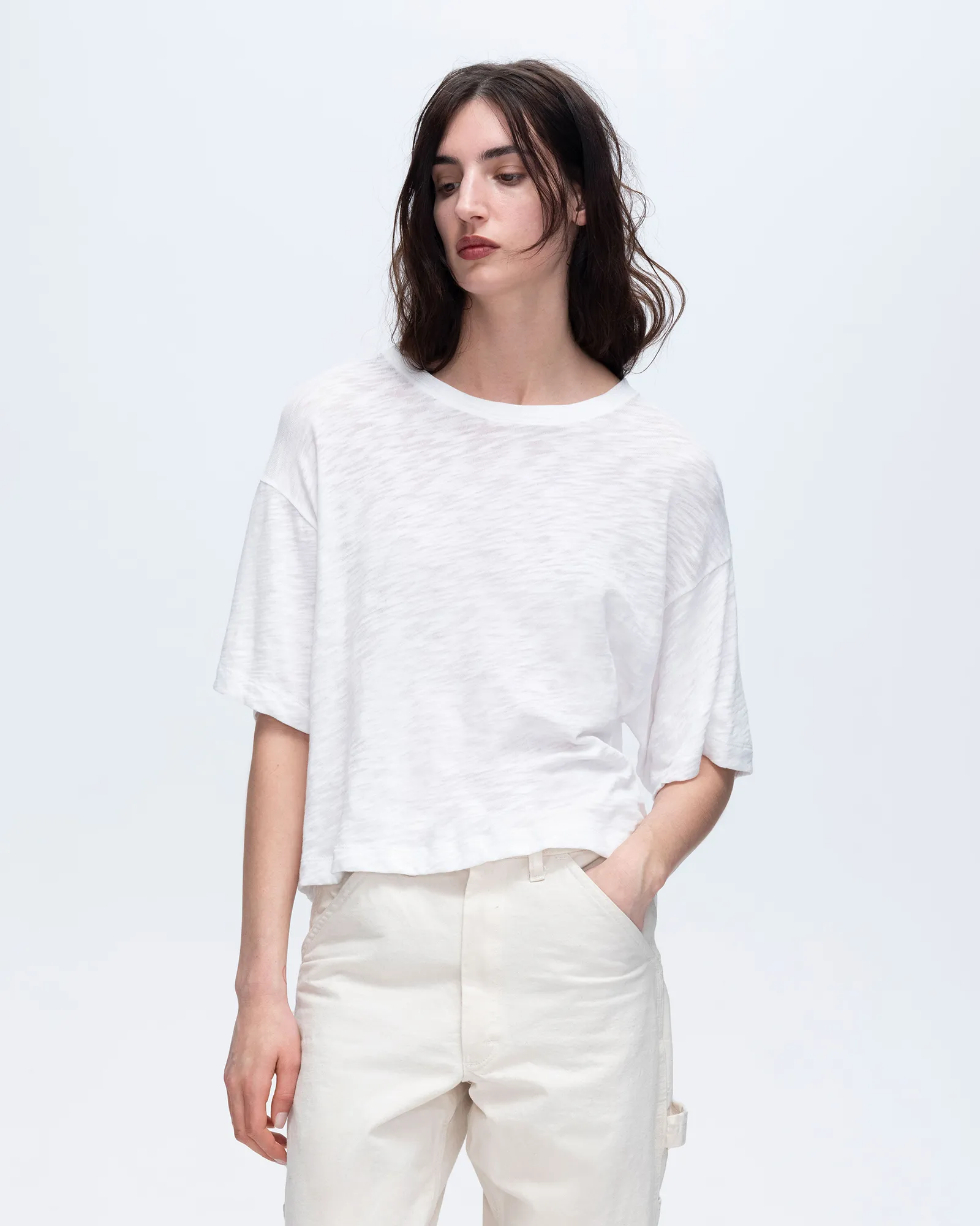Slub Jersey Crew Neck Tee - White