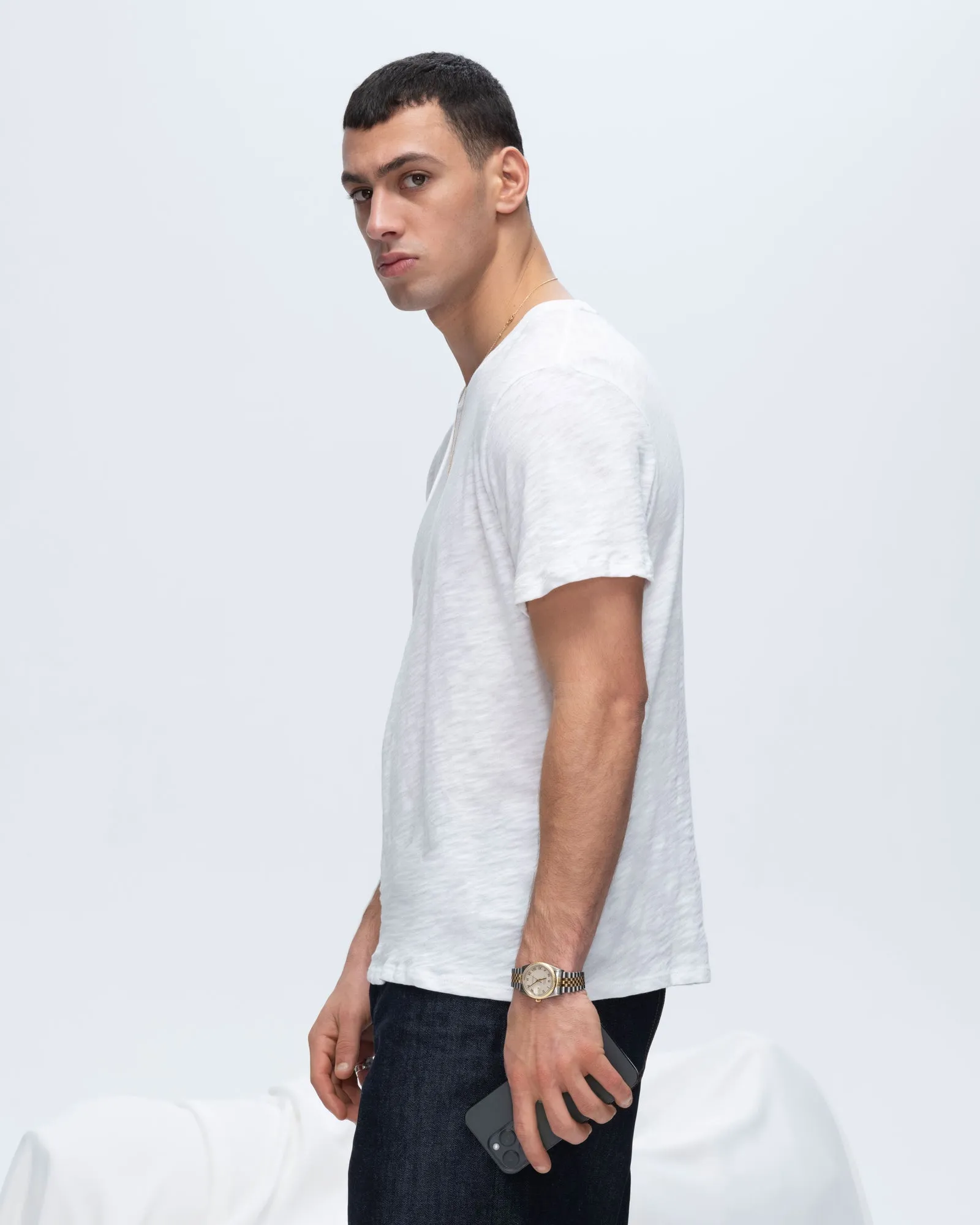 Slub Jersey Crew Neck Tee - White