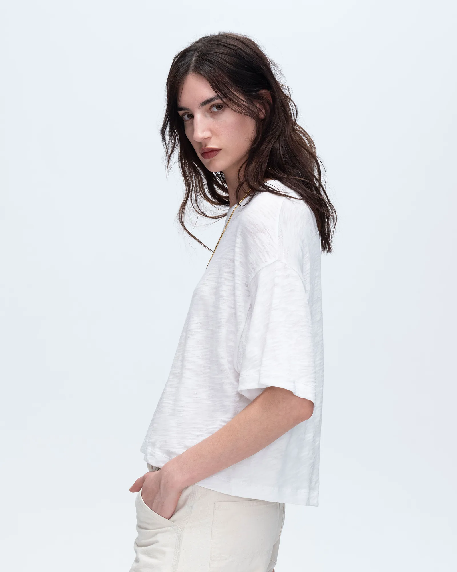 Slub Jersey Crew Neck Tee - White
