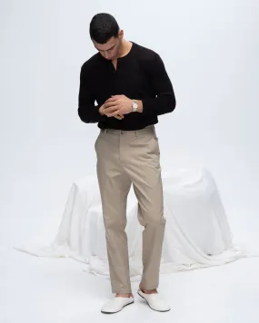 Slub Jersey Destroyed Wash Henley - Black