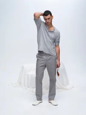 Slub Jersey Destroyed Wash Henley - Heather Grey
