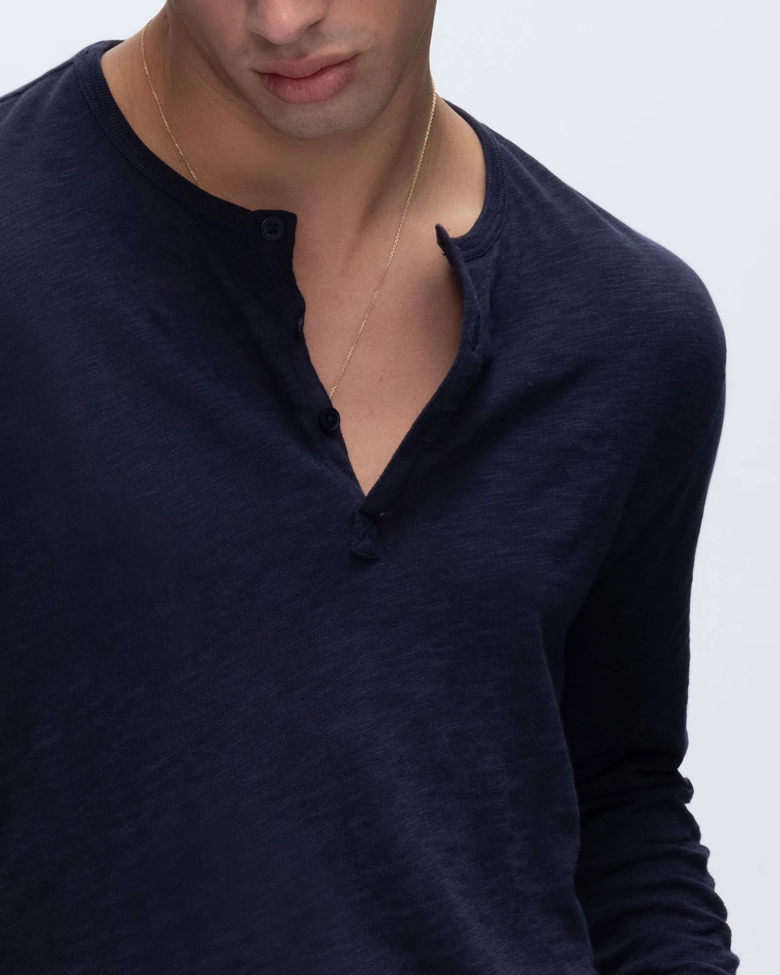 Slub Jersey Destroyed Wash Henley - Midnight