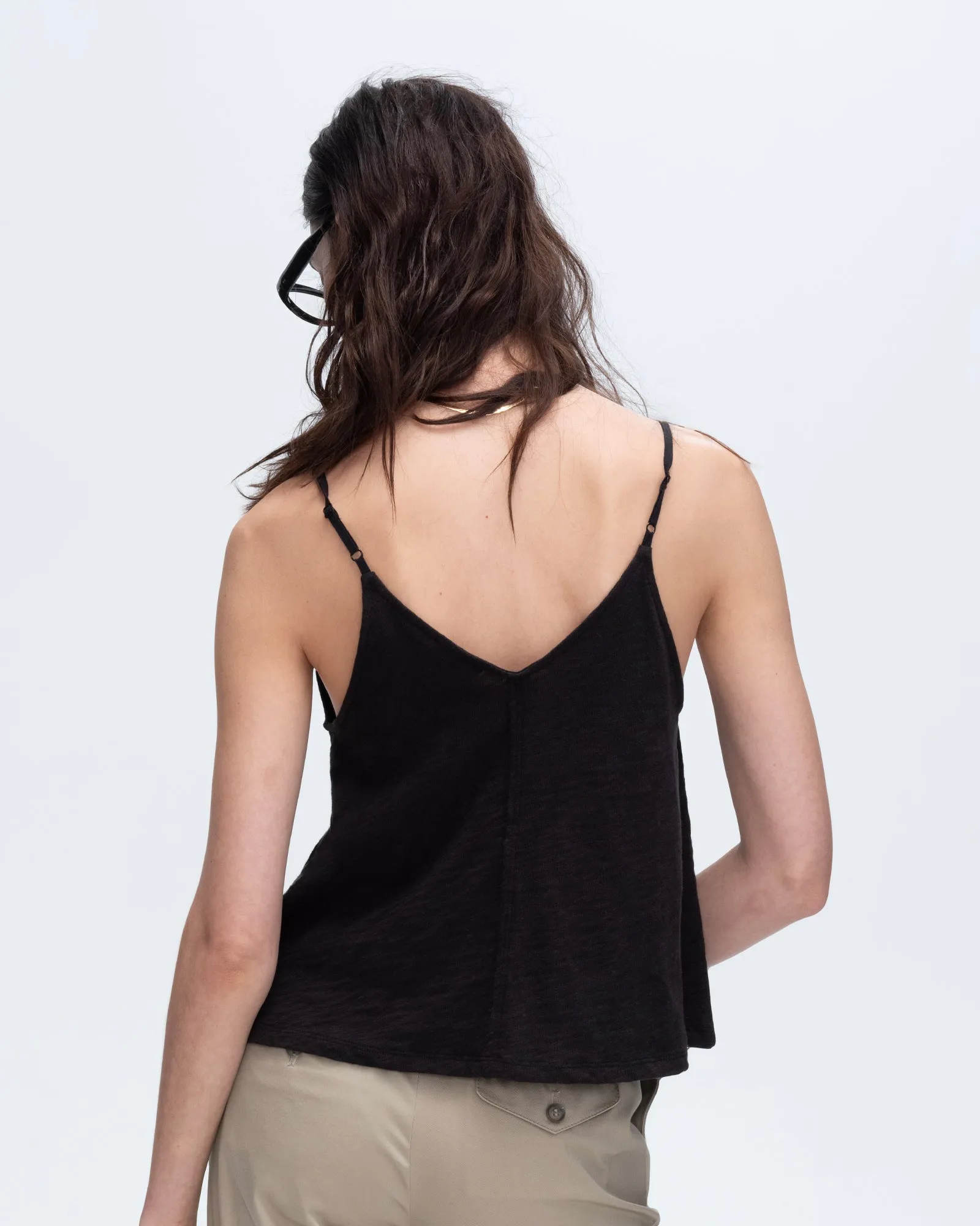 Slub Jersey Exposed Seam Tank Top - Black