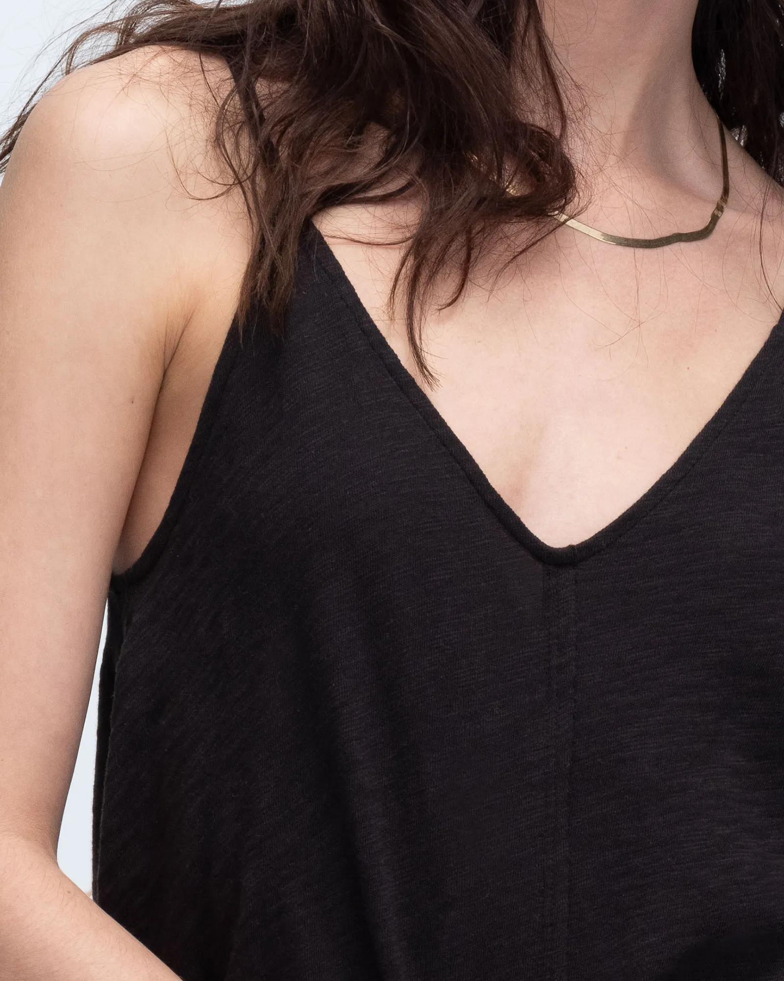 Slub Jersey Exposed Seam Tank Top - Black