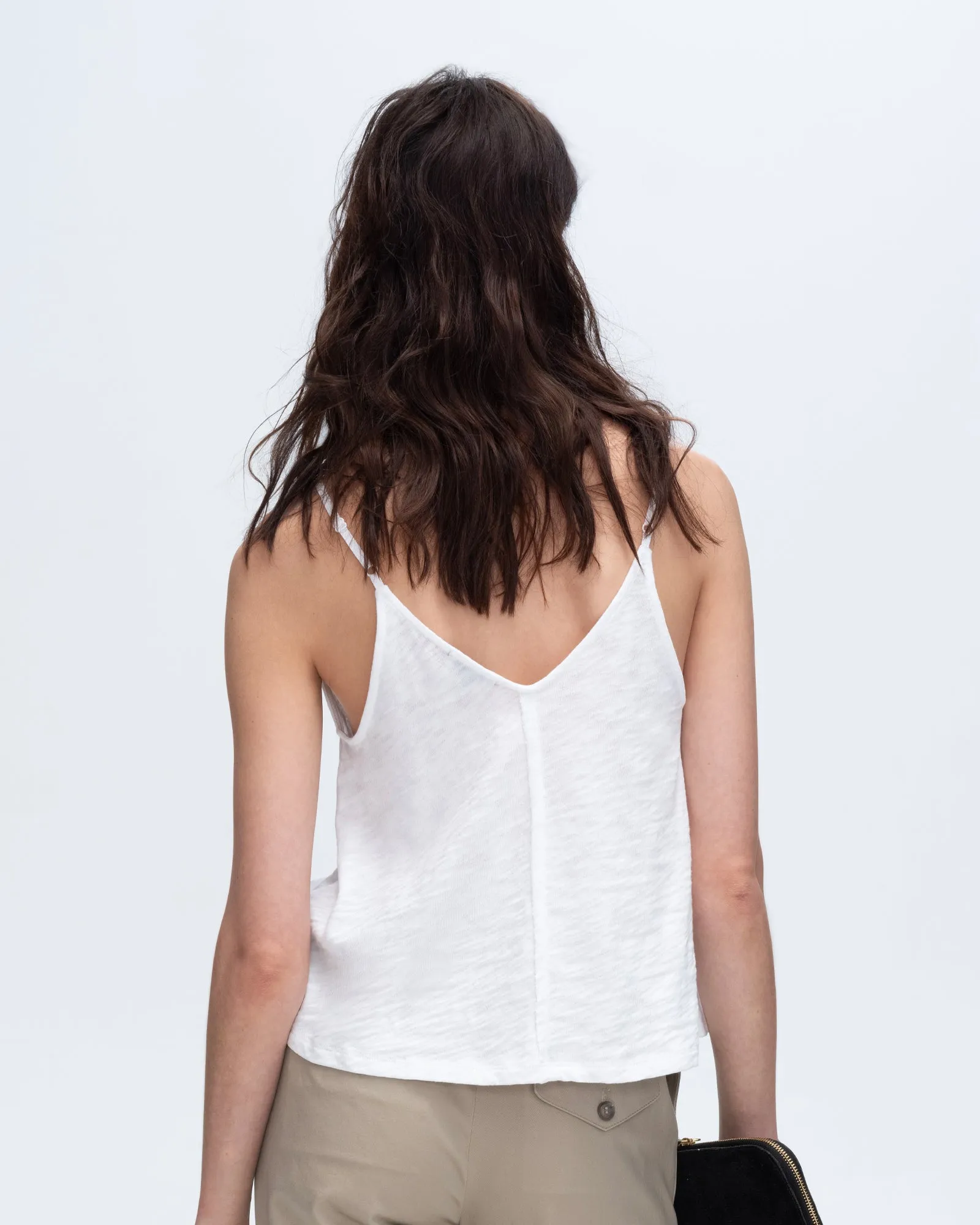Slub Jersey Exposed Seam Tank Top - White