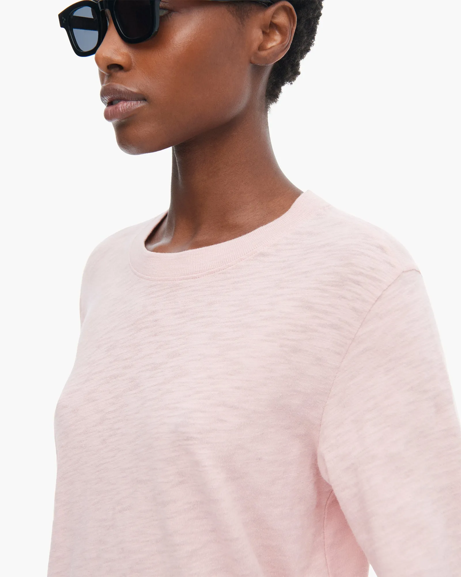 Slub Jersey Long Sleeve Crop Tee - English Rose