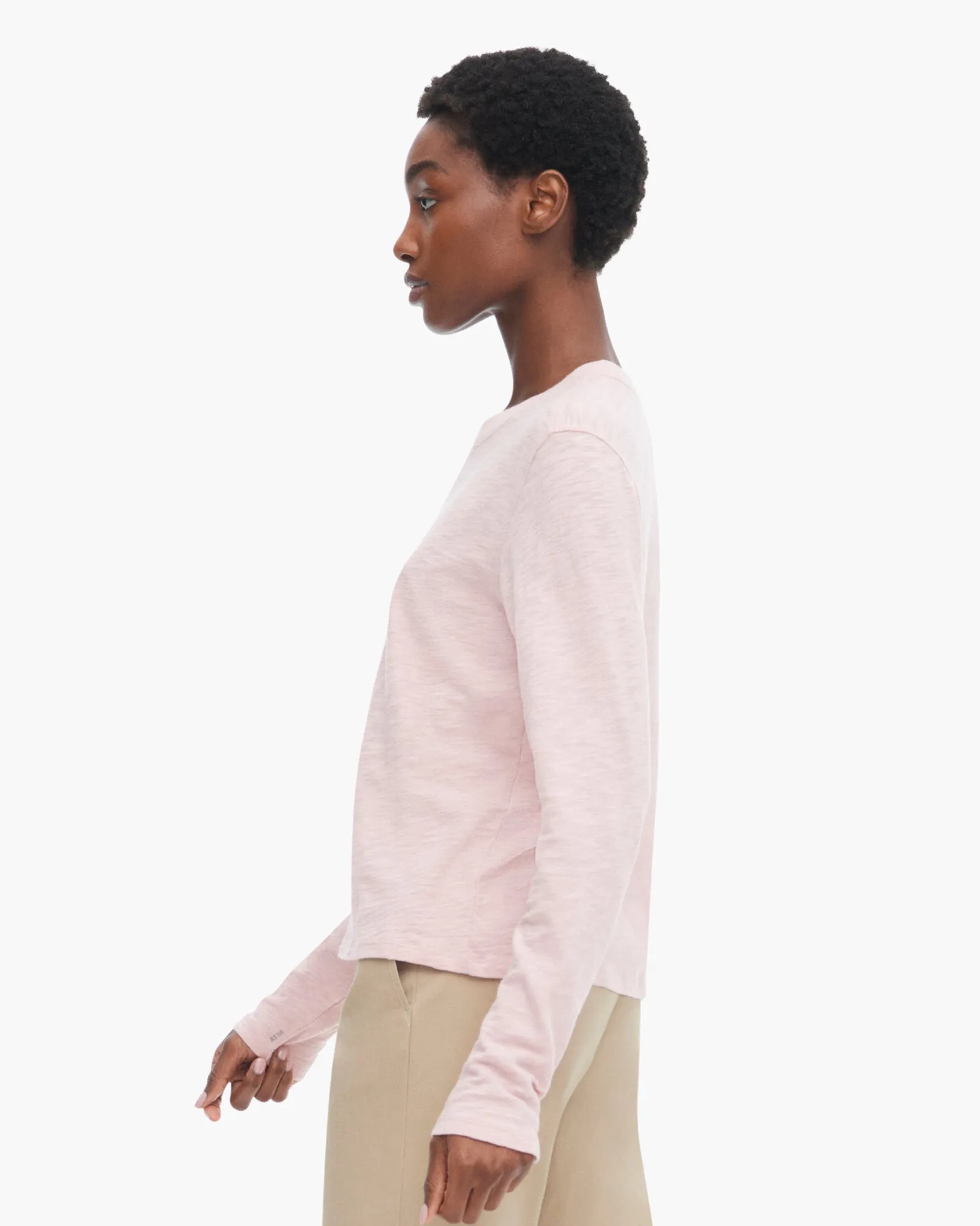 Slub Jersey Long Sleeve Crop Tee - English Rose